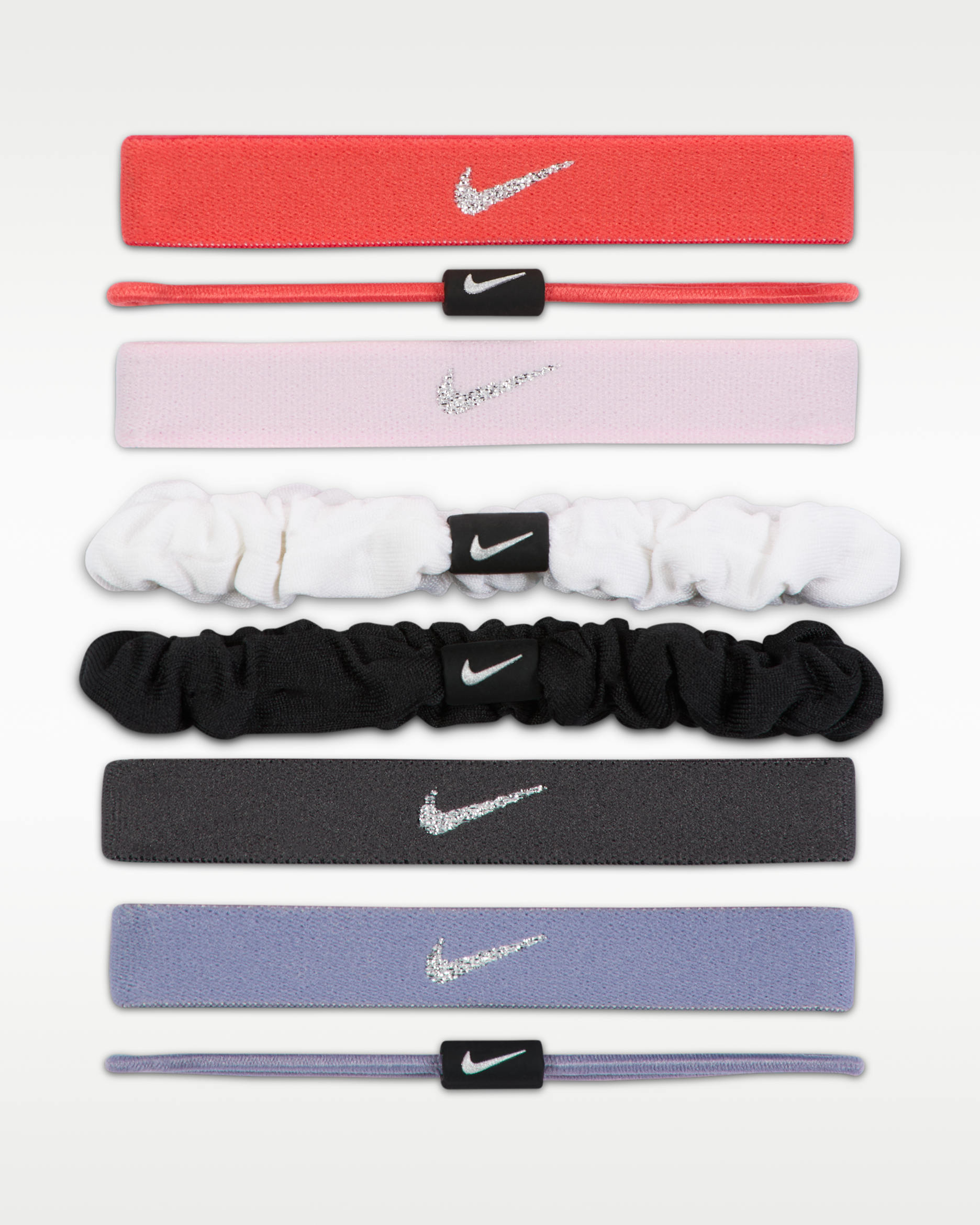 Nike Flex Classic Women's Mixed Hair Ties - Ember Glow/Thunder Grey/Metallic Silver