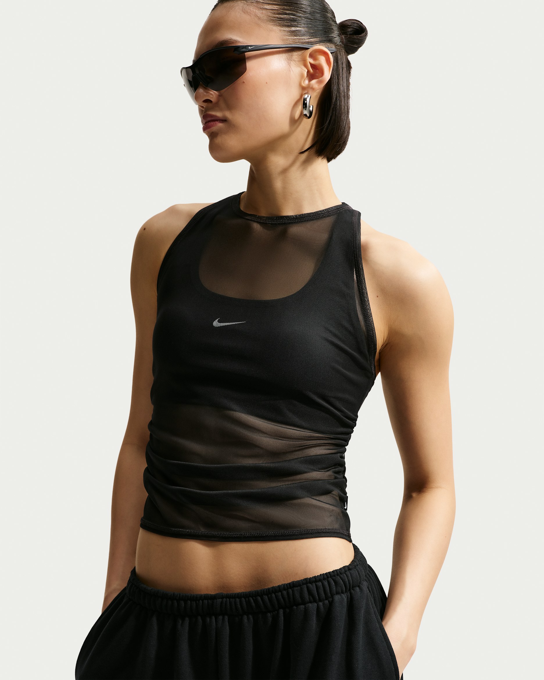 Nike スポーツウェア ウィメンズ タイト シアー タンクトップ - ブラック/セイル