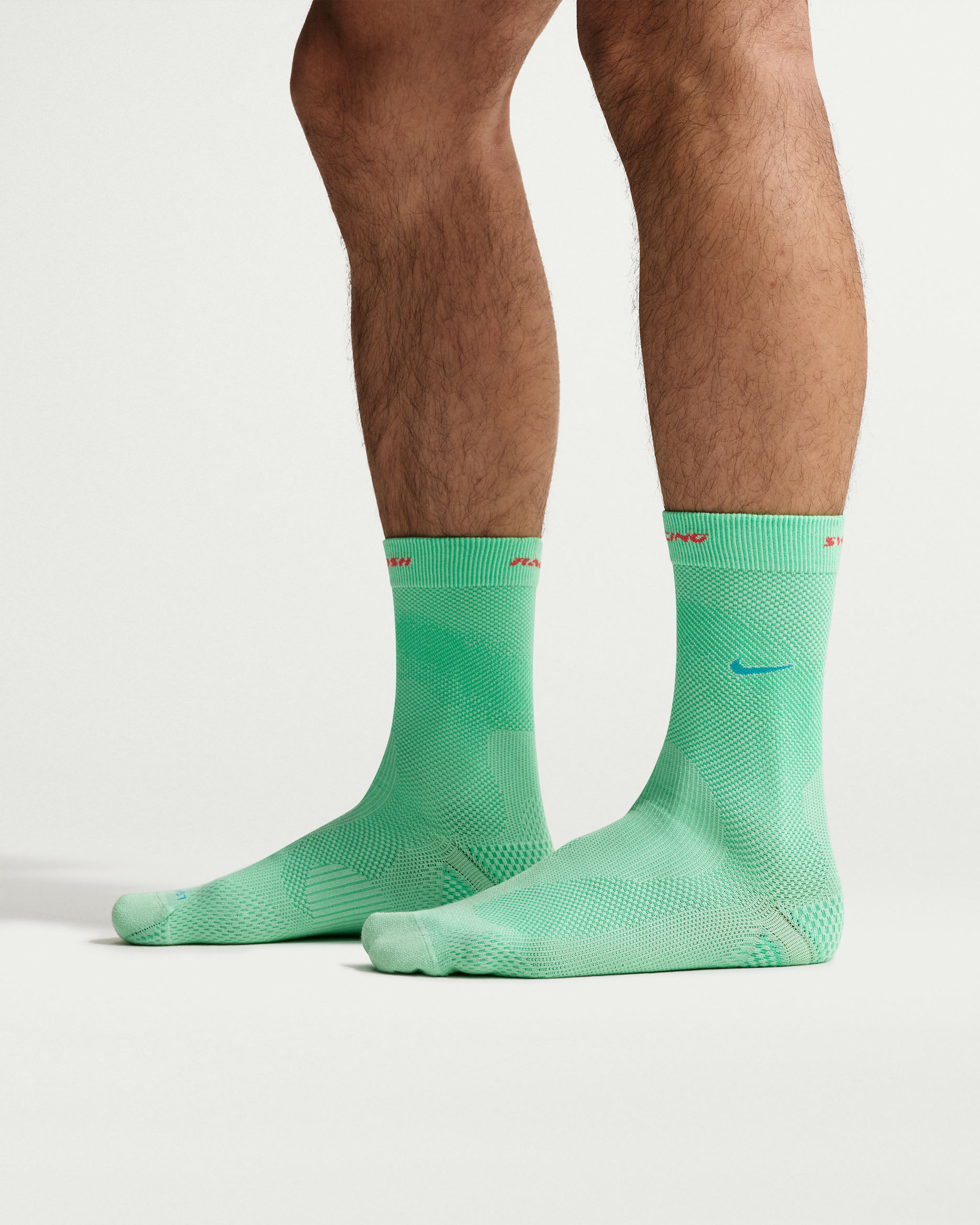 Nike Run Lightweight Running Crew Socks (1 Pair) - Cucumber Calm/Green Shock/Light Current Blue/Light Current Blue