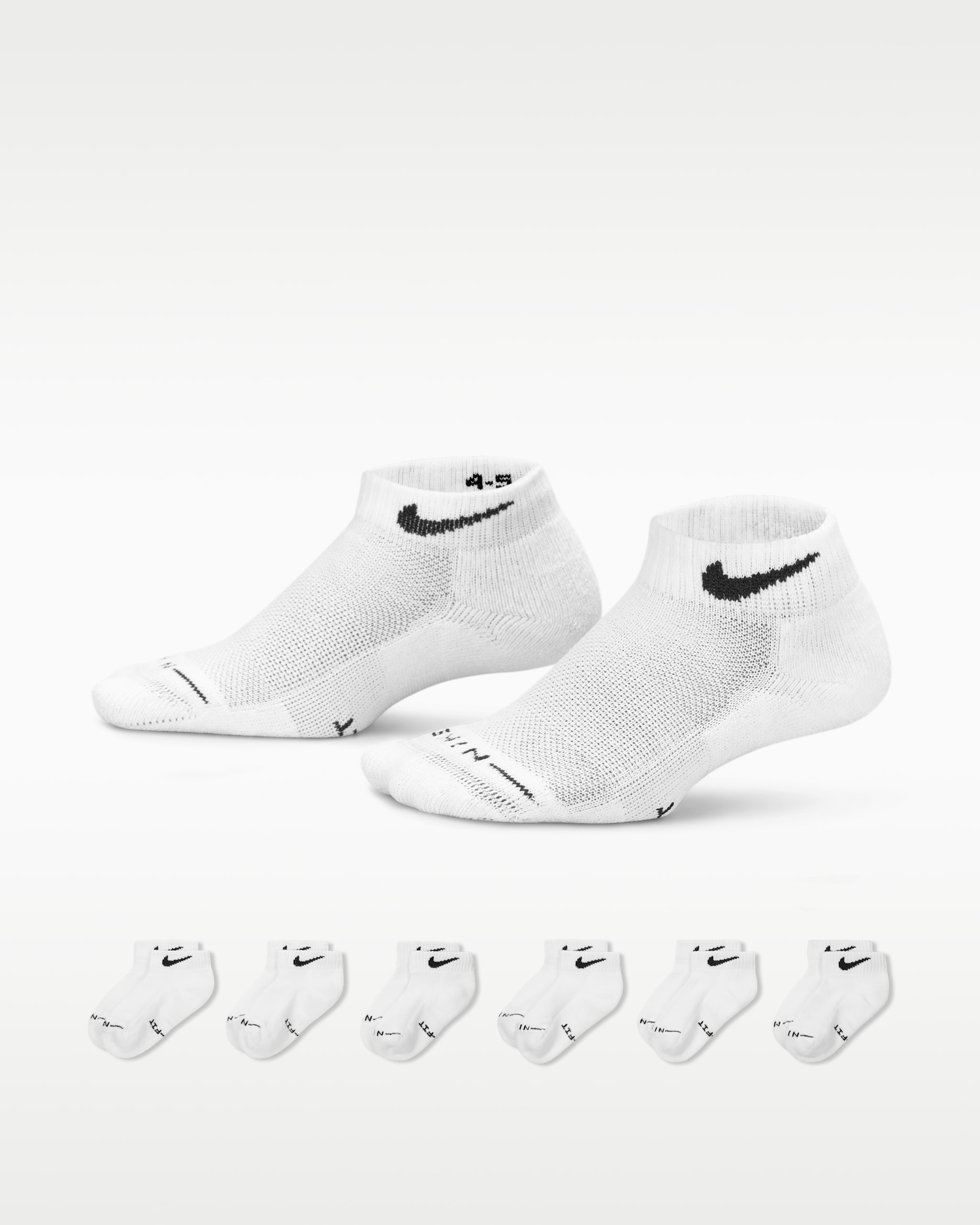 Calcetines bajos Dri-FIT Elevated Everyday para niños (6 pares) Nike - Blanco