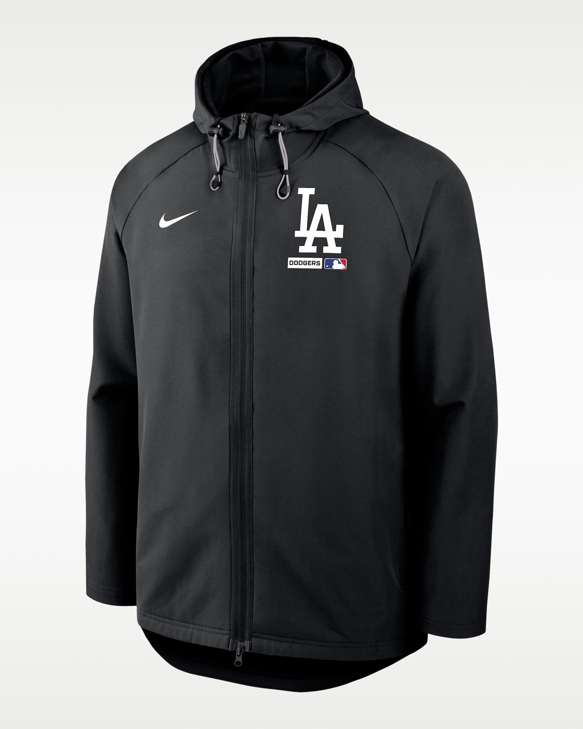 Chamarra Nike Therma-FIT con gorro y cierre completo para hombre de la MLB de Los Angeles Dodgers Authentic Collection - Negro