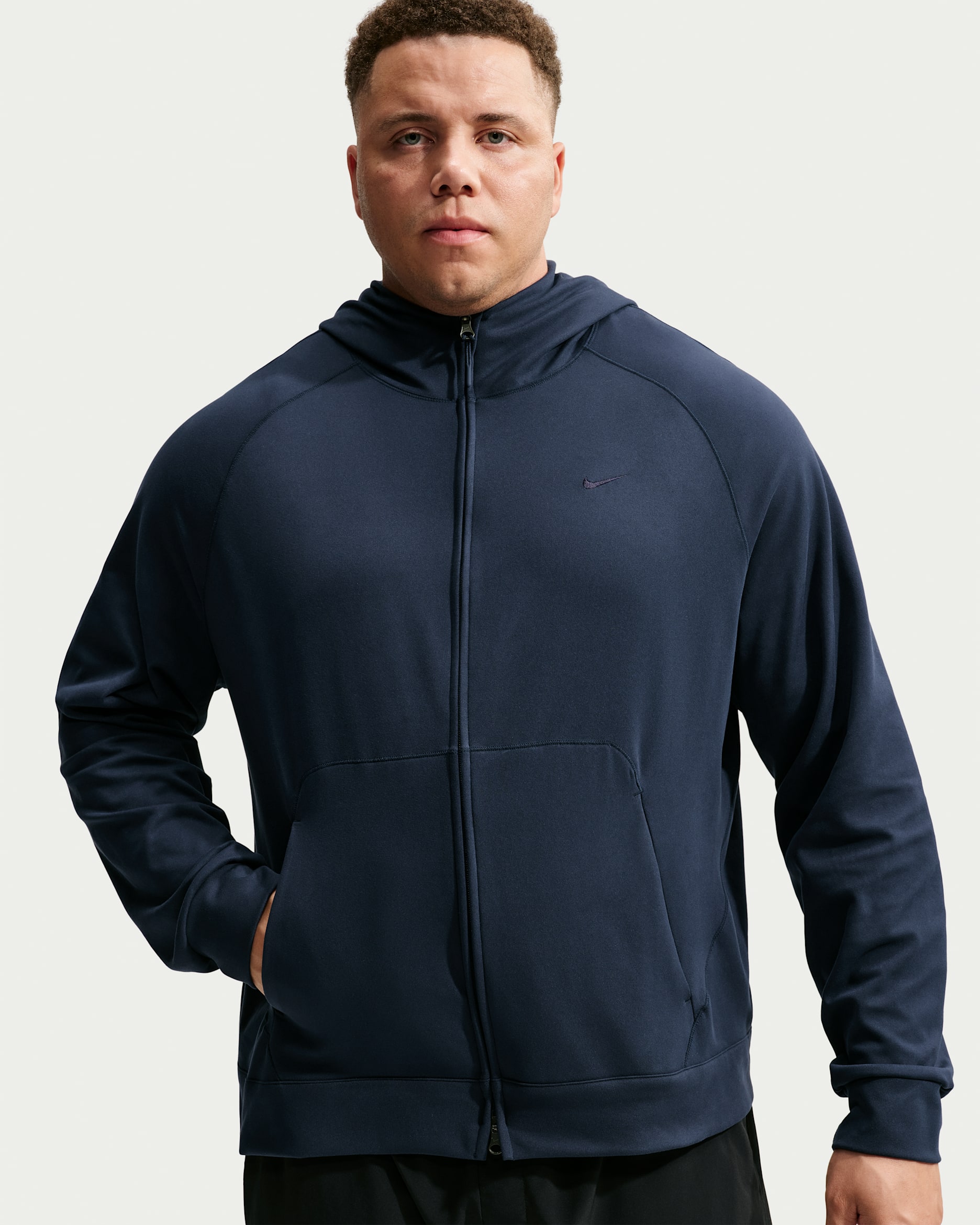 Nike Primary NanoKnit Men's Dri-FIT UV Protection Full-Zip Performance Hoodie - Obsidian/Obsidian