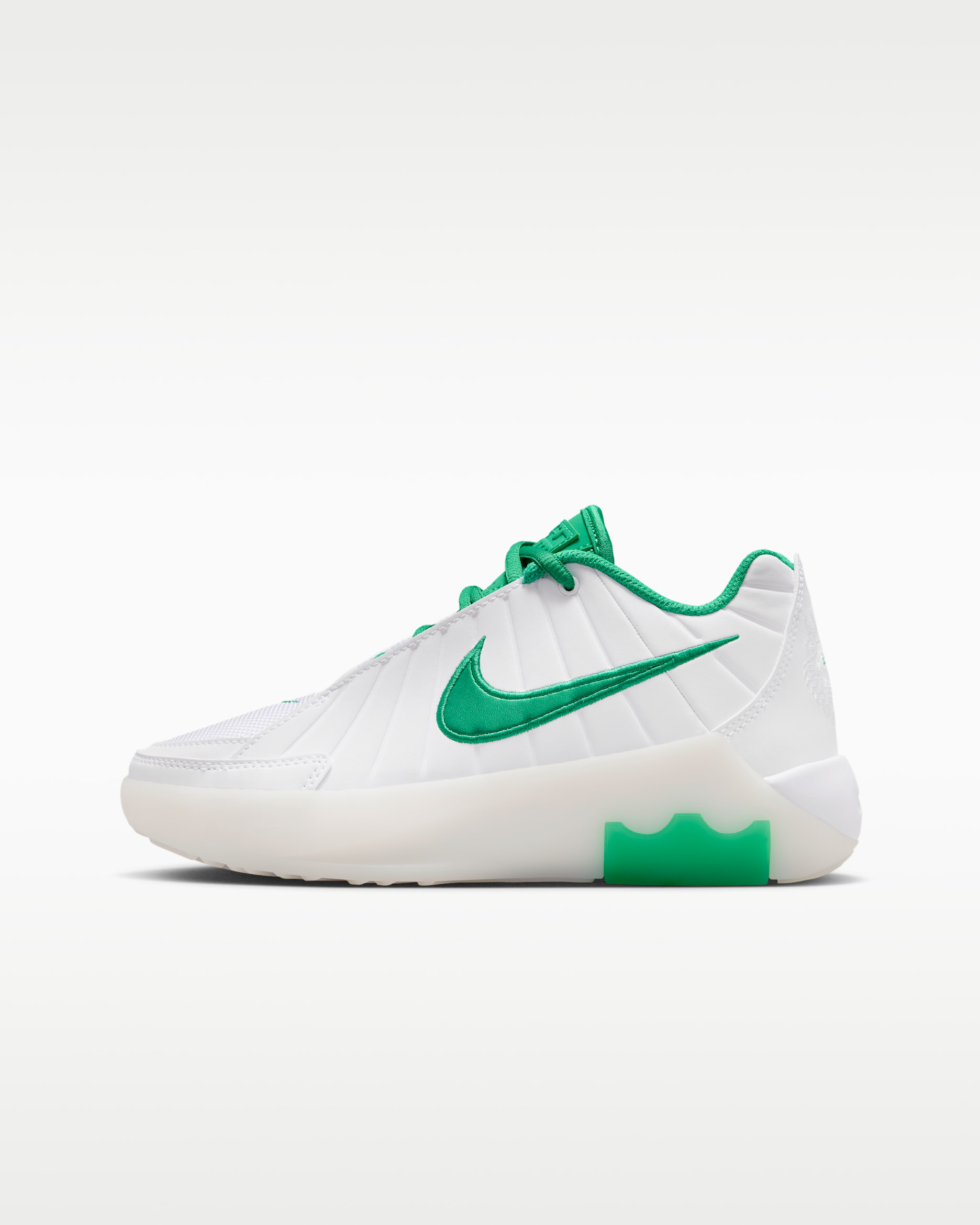 Tenis de básquetbol para niños grandes LeBron Witness 9 - Blanco/Blanco/Oro metalizado/Verde estadio