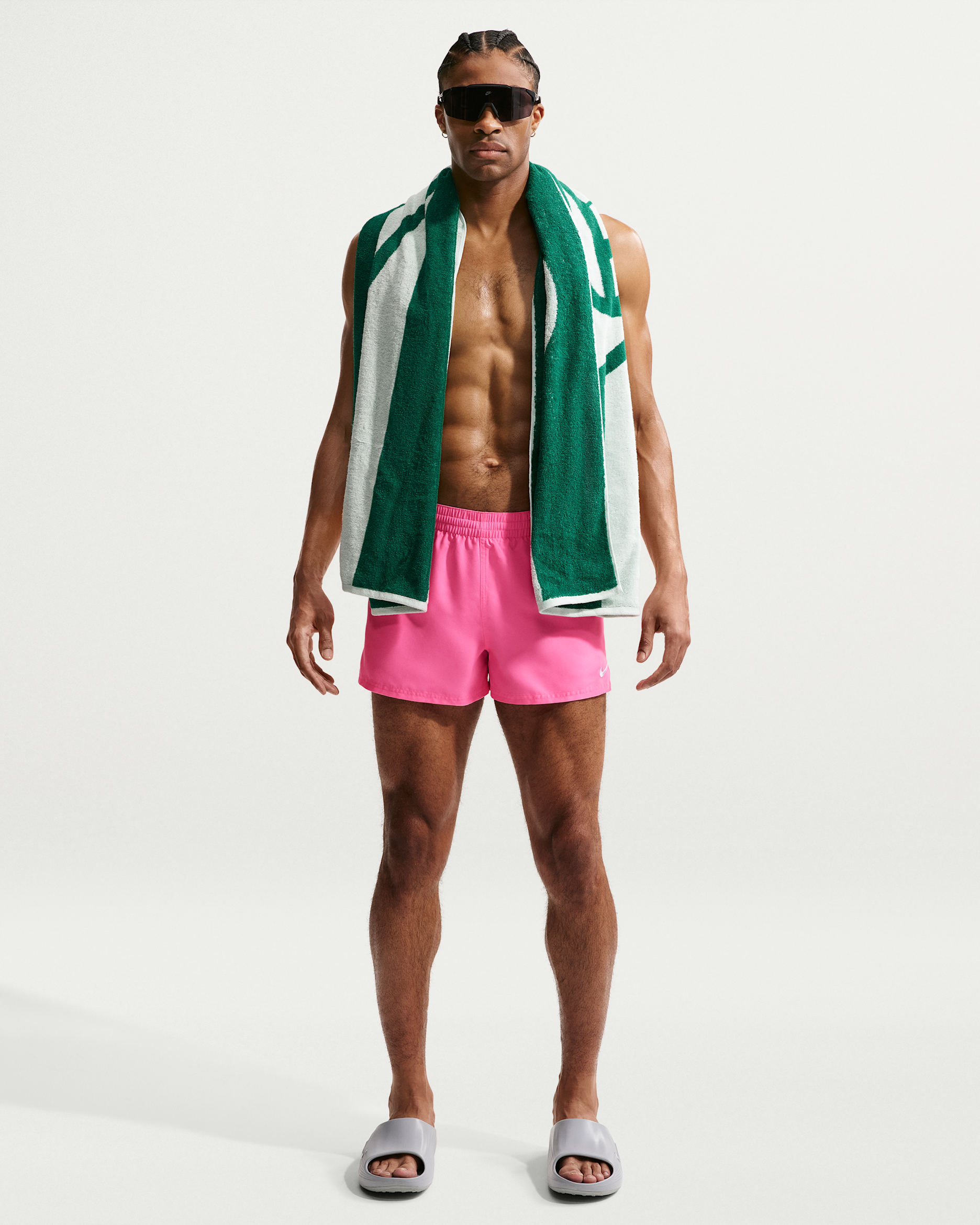 Shorts de playa o alberca con forro de ropa interior para hombre de 7.6 cm Natación Nike Breaker Essential - Rosa resplandor/Rosa resplandor/Negro/Blanco