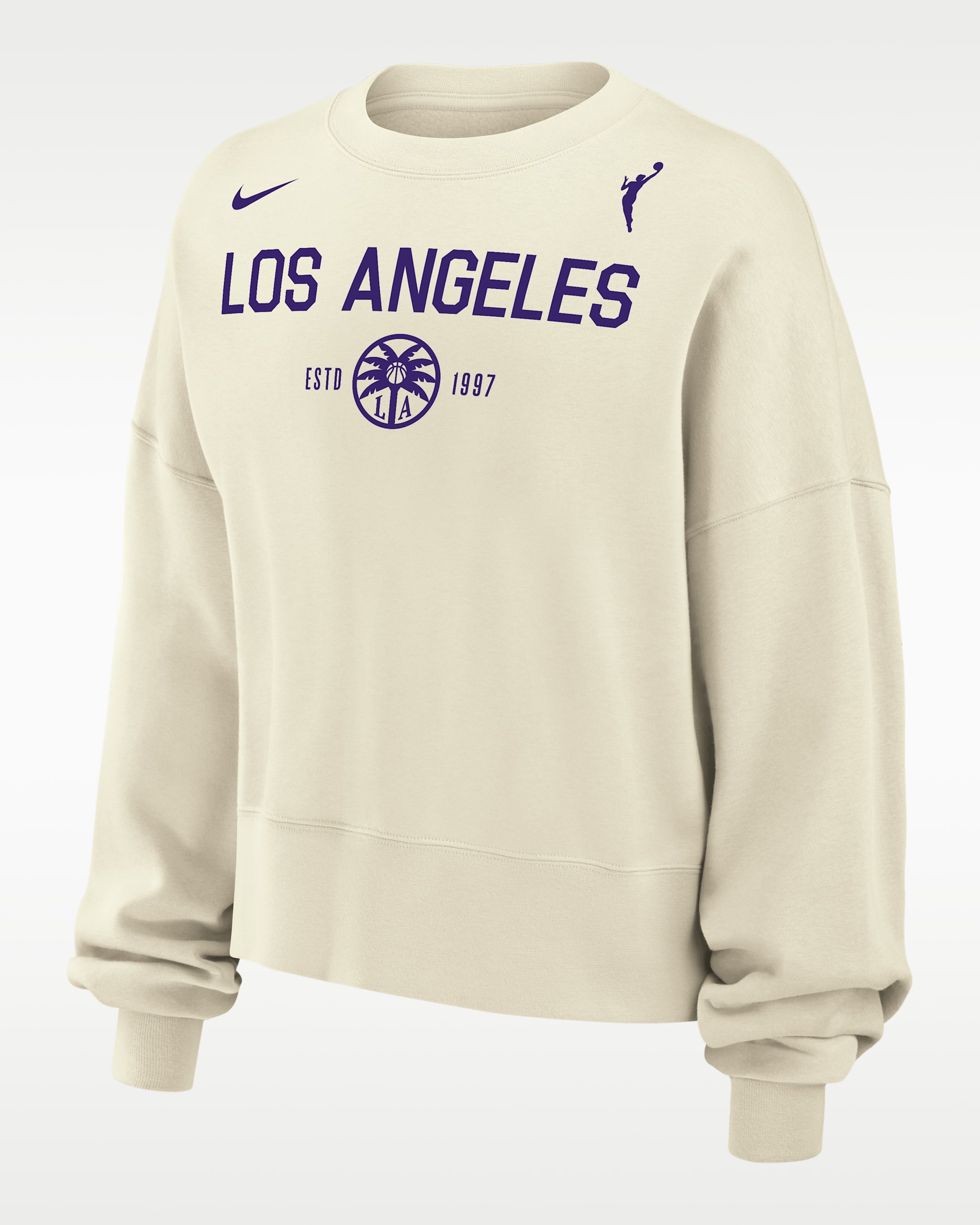 Sudadera de cuello redondo Nike de la WNBA para mujer Los Angeles Sparks Phoenix Fleece - Vela