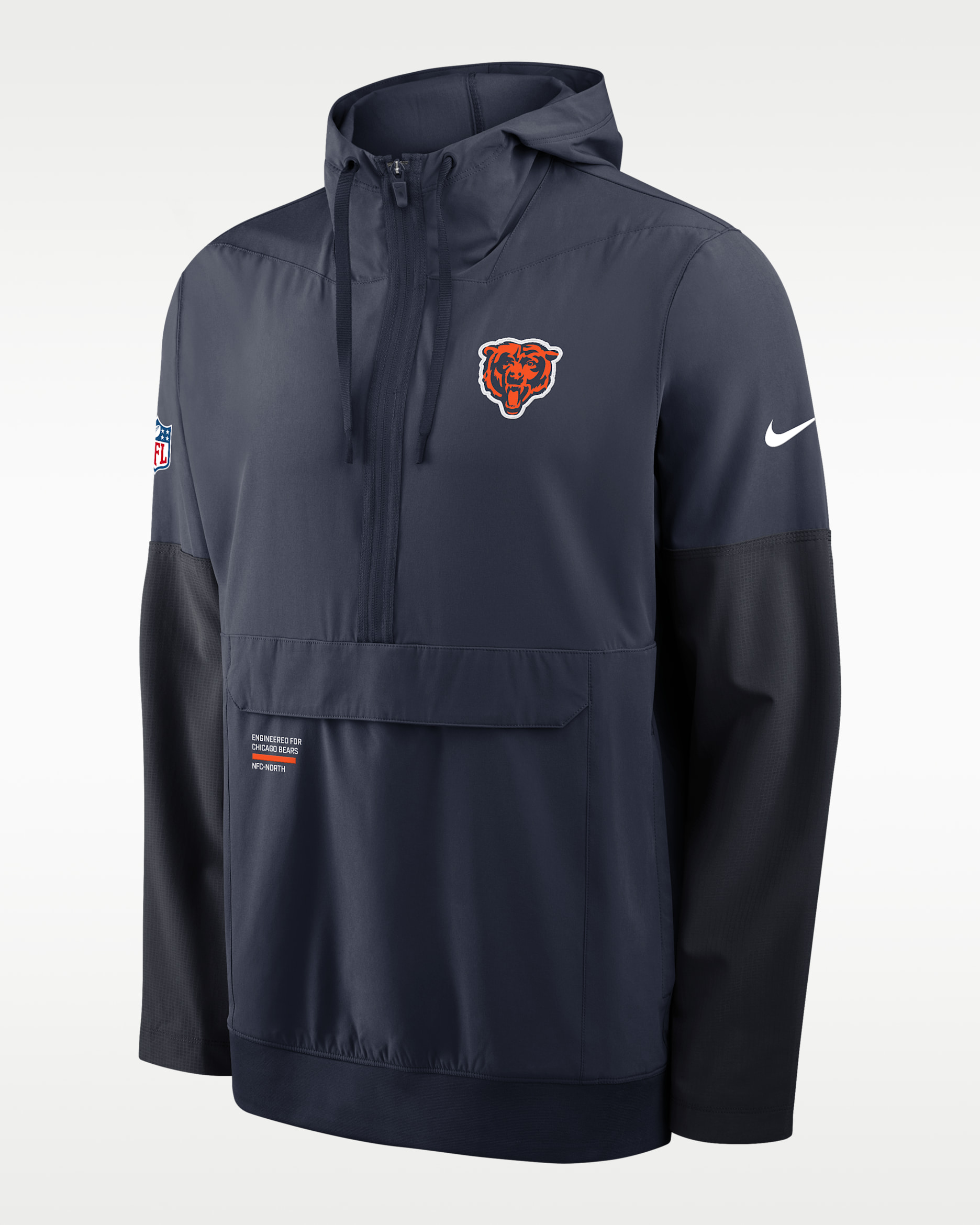 Chicago Bears Well Rounded Anorak Men's Nike NFL 1/2-Zip Hooded Jacket - Navy