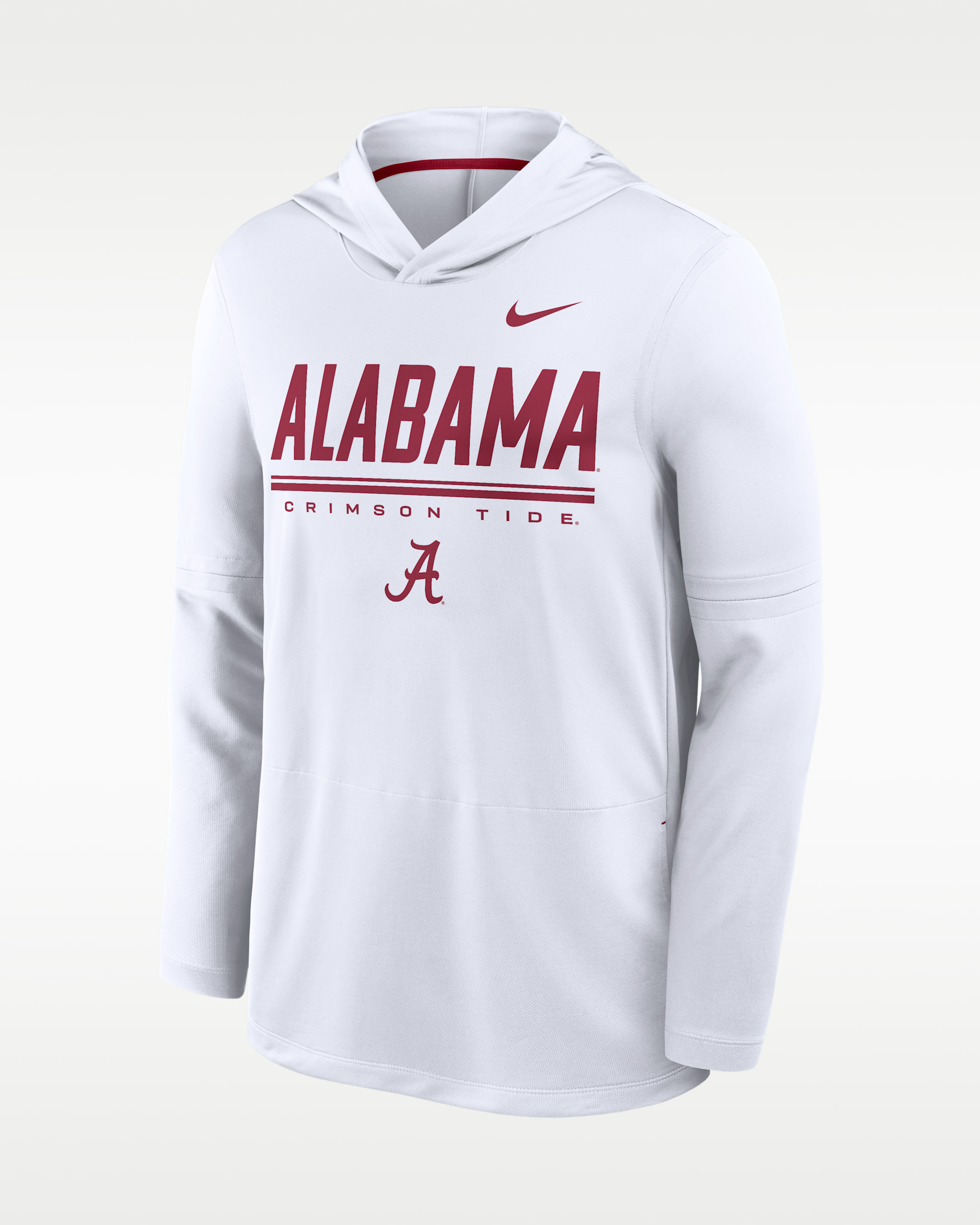 Alabama Sideline Men's Nike Dri-FIT College Long-Sleeve Hooded Top - White/Team Crimson