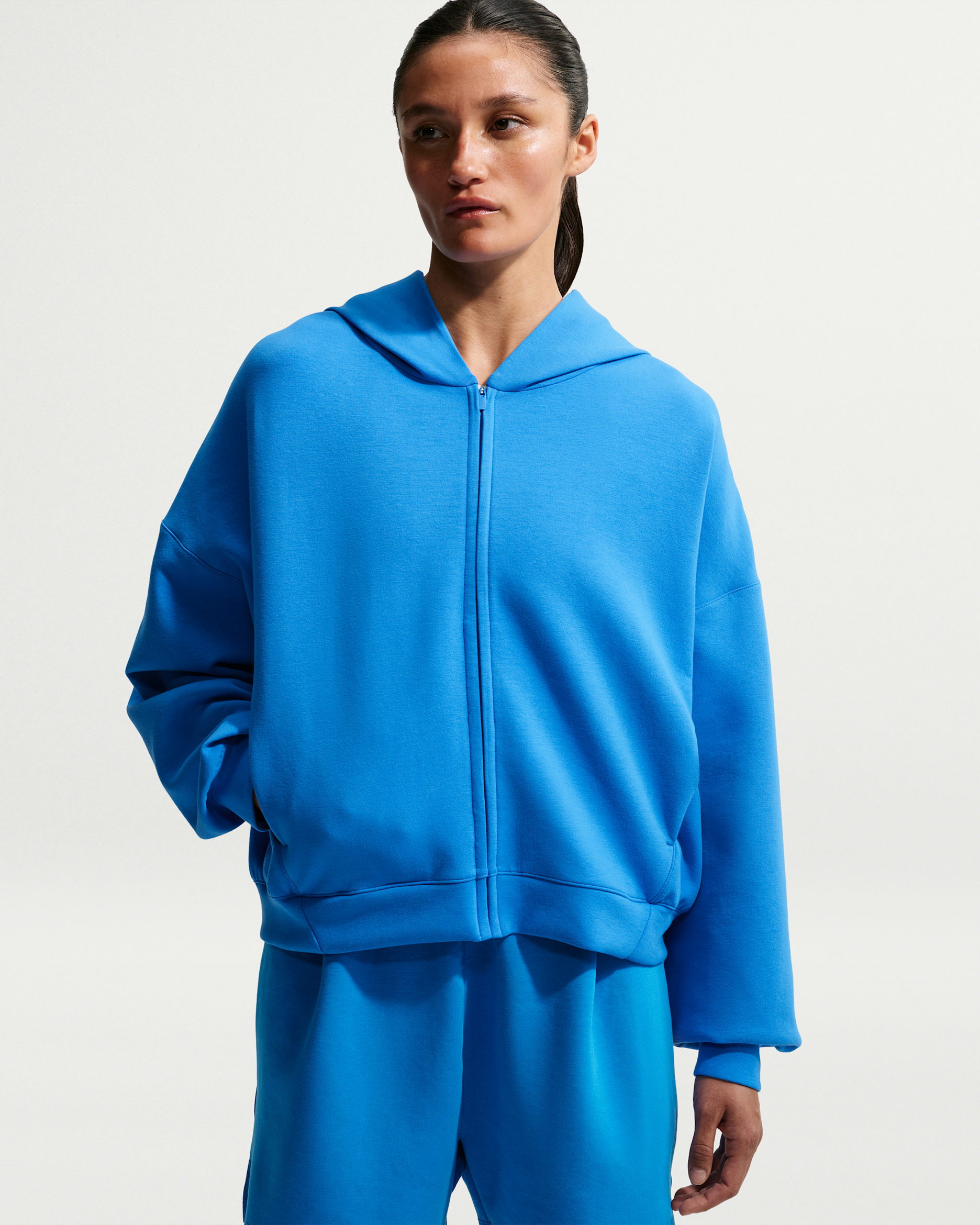 Sudadera con gorro de cierre completo para mujer Nike 24.7 ImpossiblySoft - Azul foto claro/Negro/Azul chispa