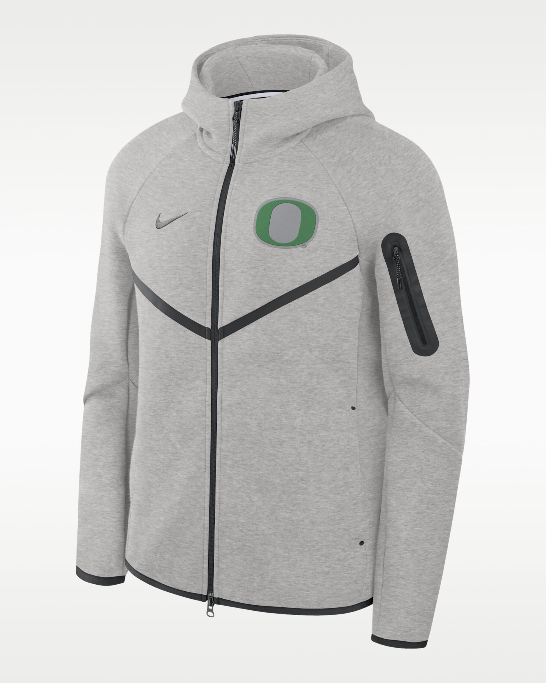 Chamarra universitaria Nike con gorro de cierre completo para hombre Oregon Tech Fleece Windrunner - Gris oscuro jaspeado