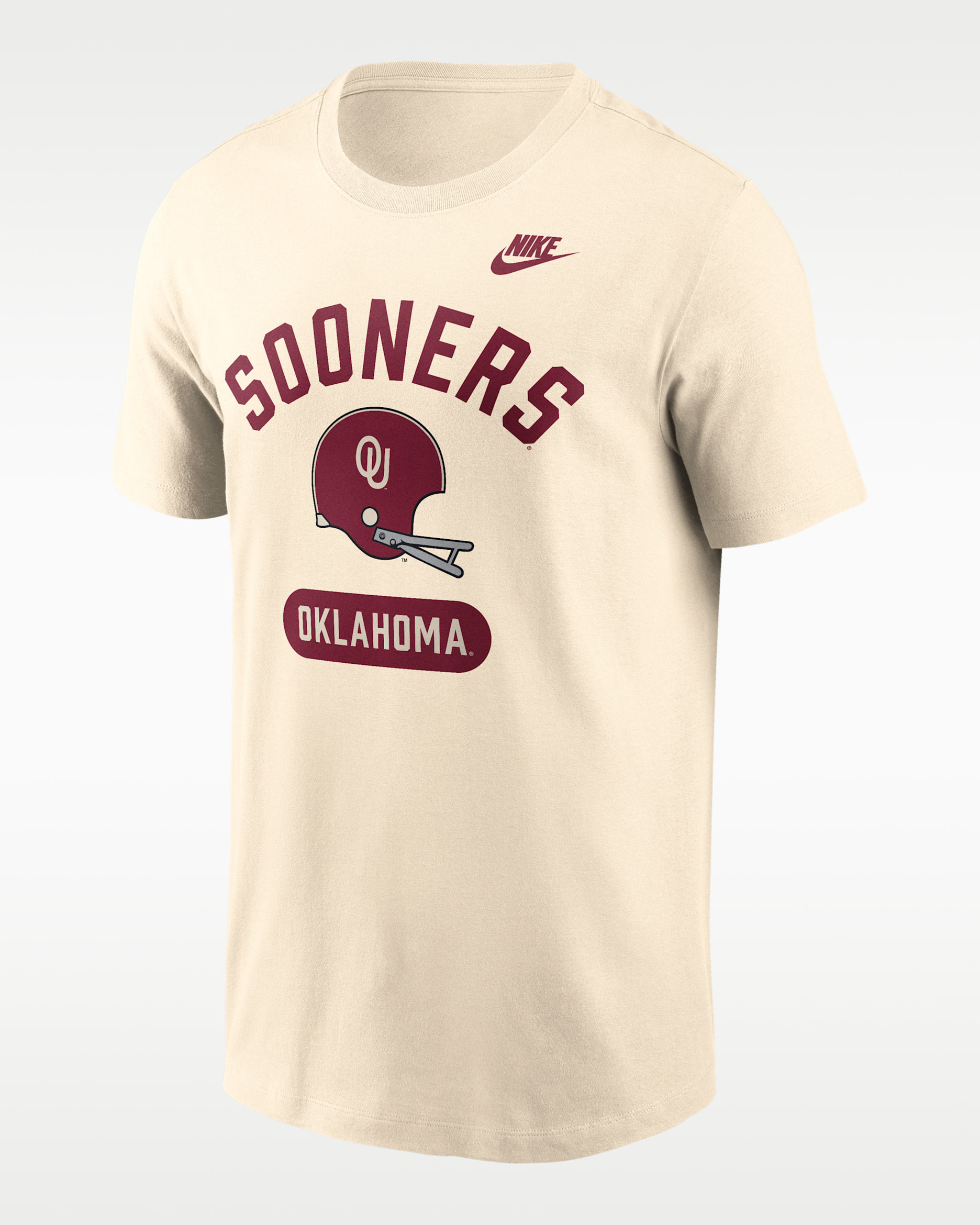 Oklahoma Legacy Arch Helmet Men's Nike College T-Shirt - Natural