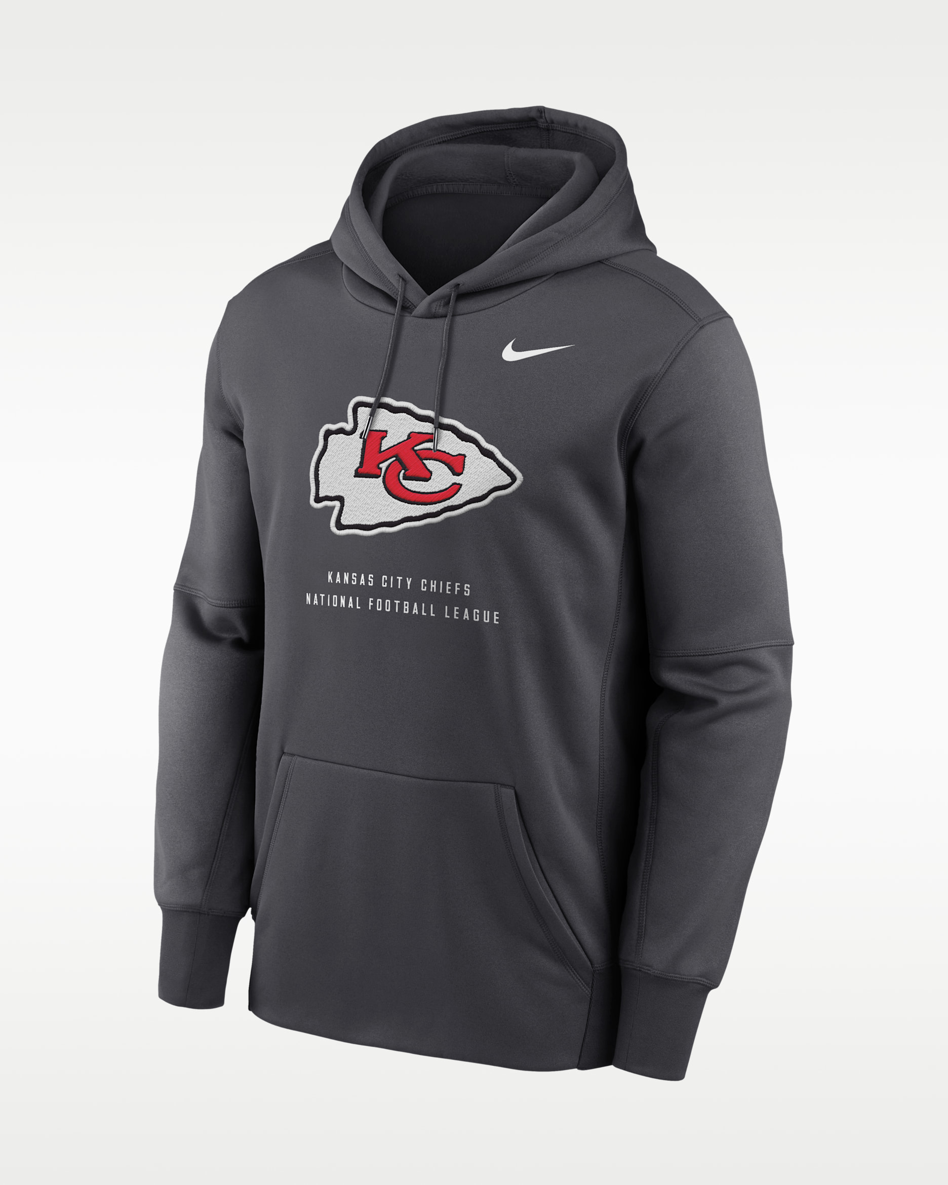Kansas City Chiefs Men's Nike Therma NFL Pullover Hoodie - Charcoal