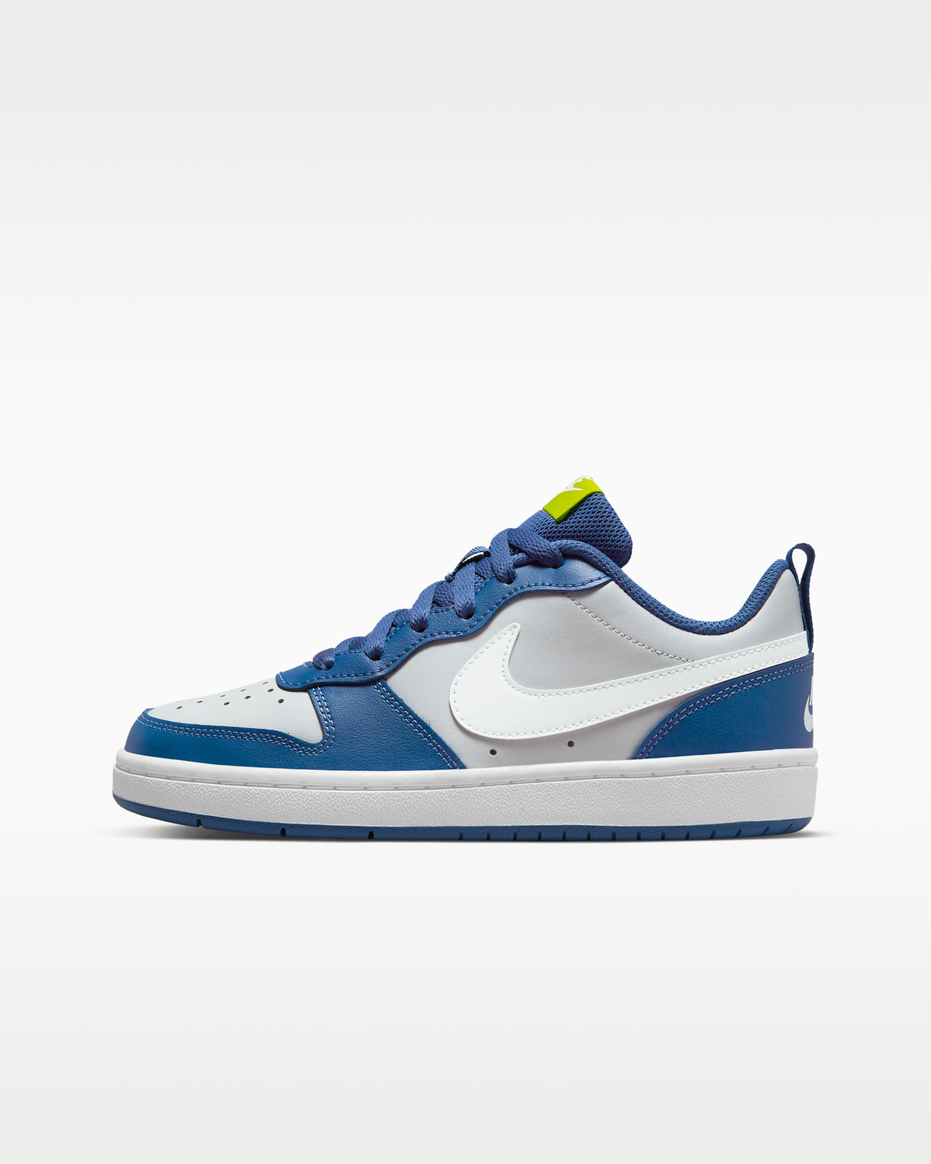 Nike Court Borough Low 2 Big Kids' Shoes - Grey Fog/Mystic Navy/Atomic Green/White