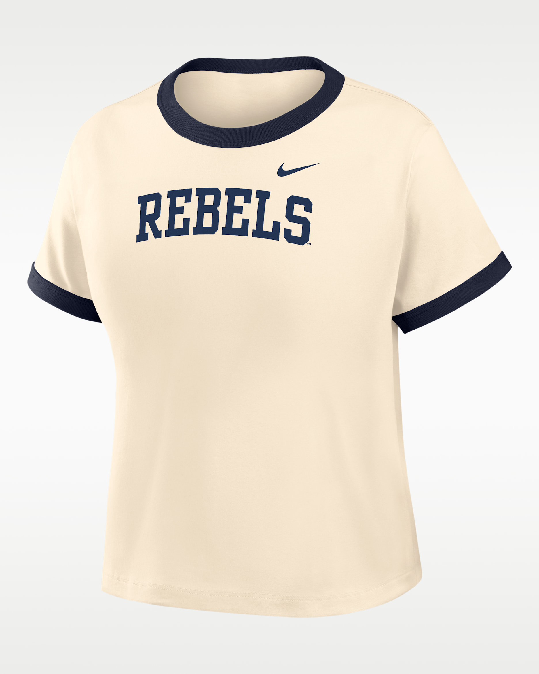 Nike College (Ole Miss Women's Ringer T-Shirt - Natural/College Navy