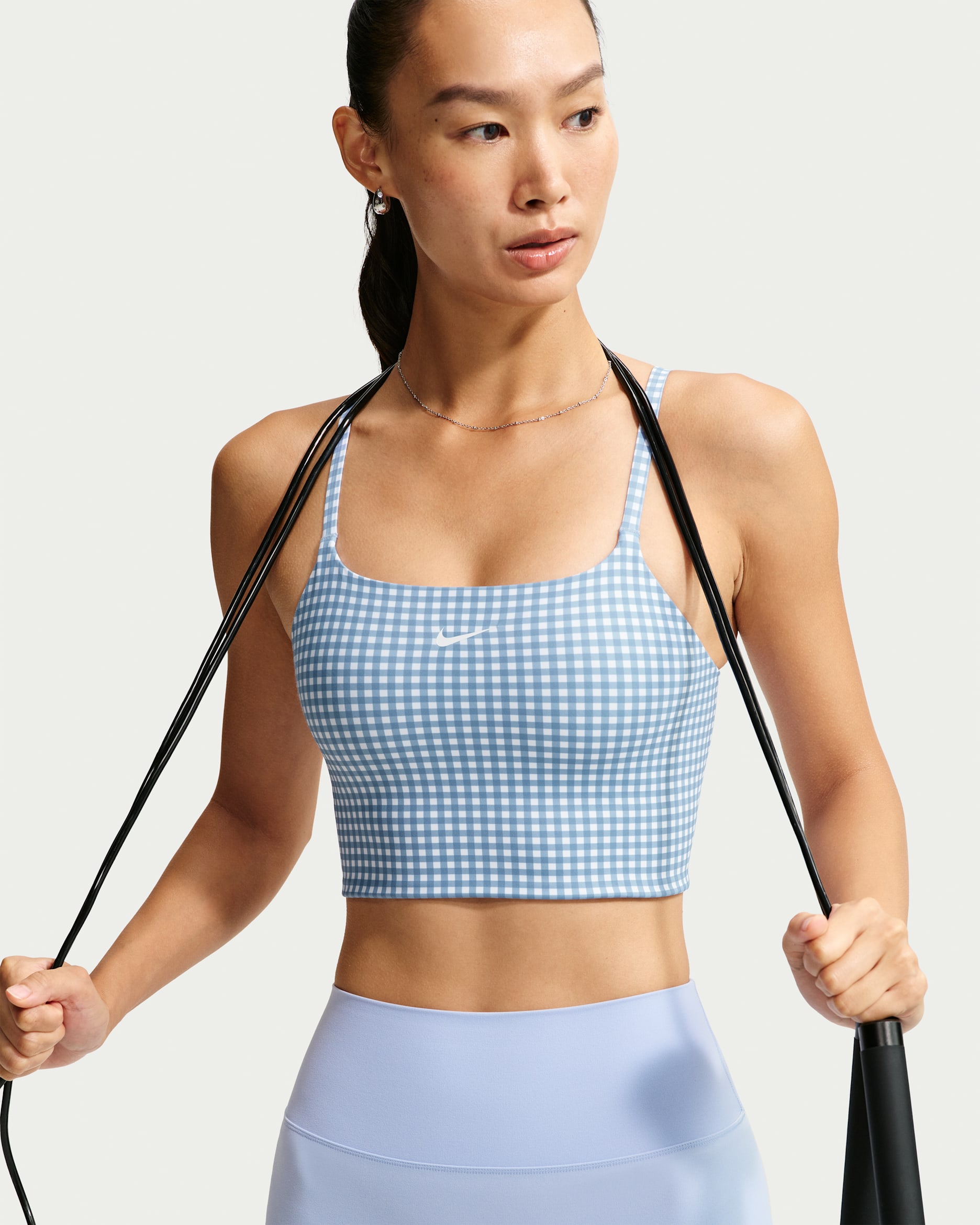 Nike One Women's Light-Support Padded Longline Sports Bra - Work Blue/White