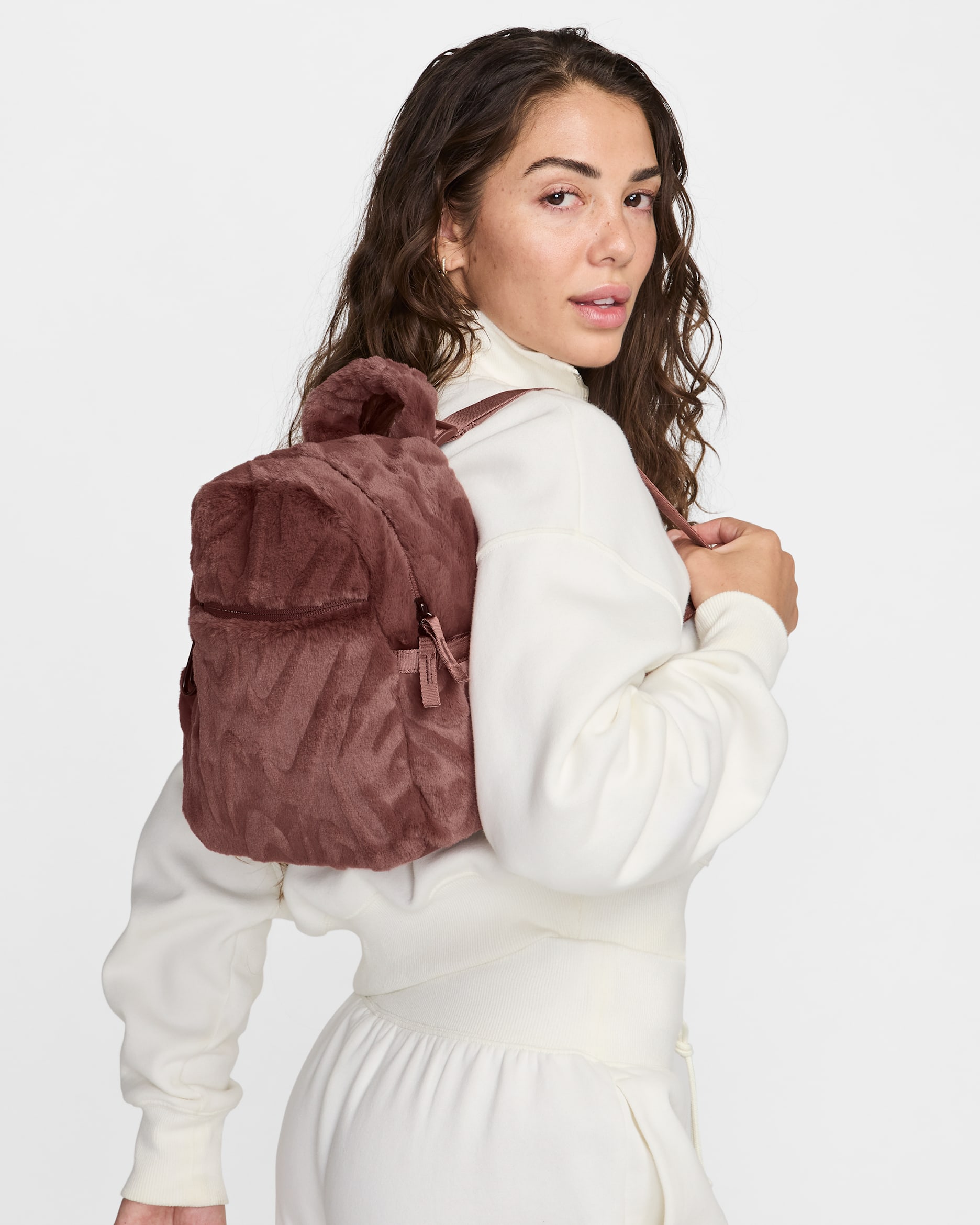 Nike Sportswear Futura Faux Fur Mini Backpack (6L) - Red Sepia/Red Sepia/Red Sepia