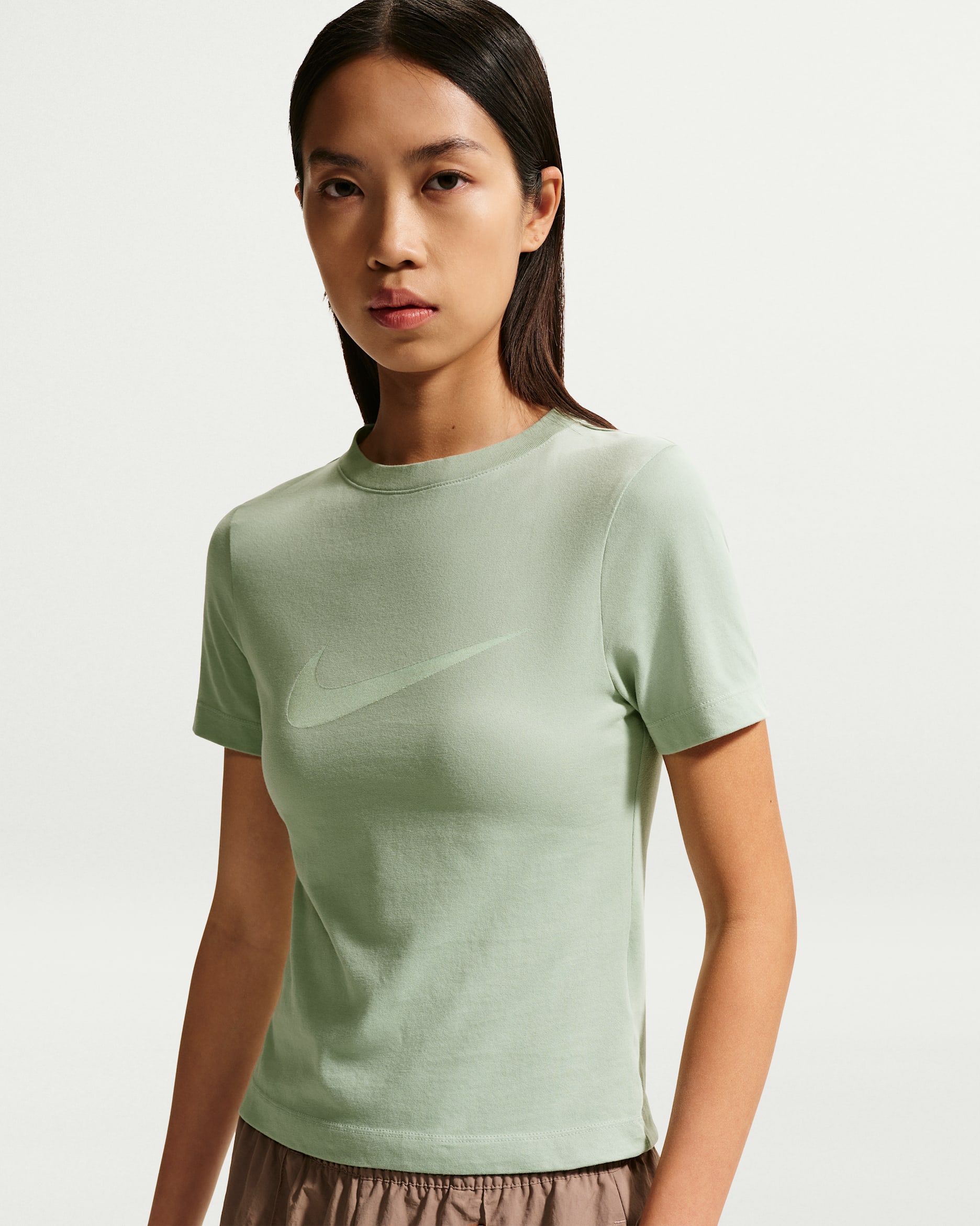 Nike Sportswear Women's Slim Short-Sleeve Burnout Logo Top - Steam/Steam