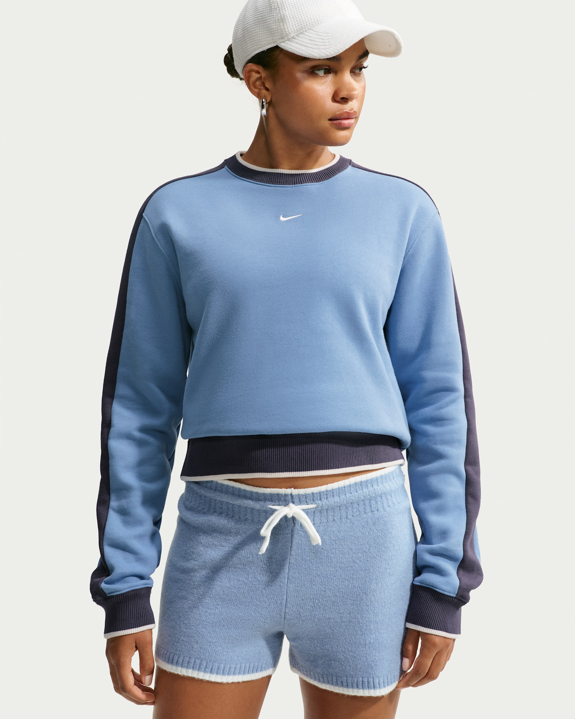 Nike Studio Fleece Medium Weight Women's Crew - Work Blue/Gridiron/Sail