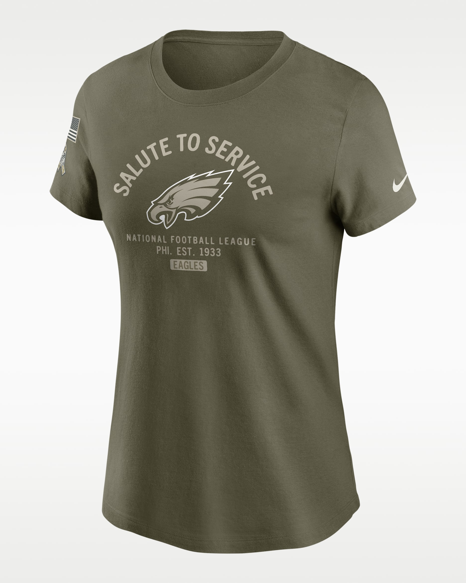 Philadelphia Eagles Salute to Service Sideline Women's Nike NFL T-Shirt - Olive