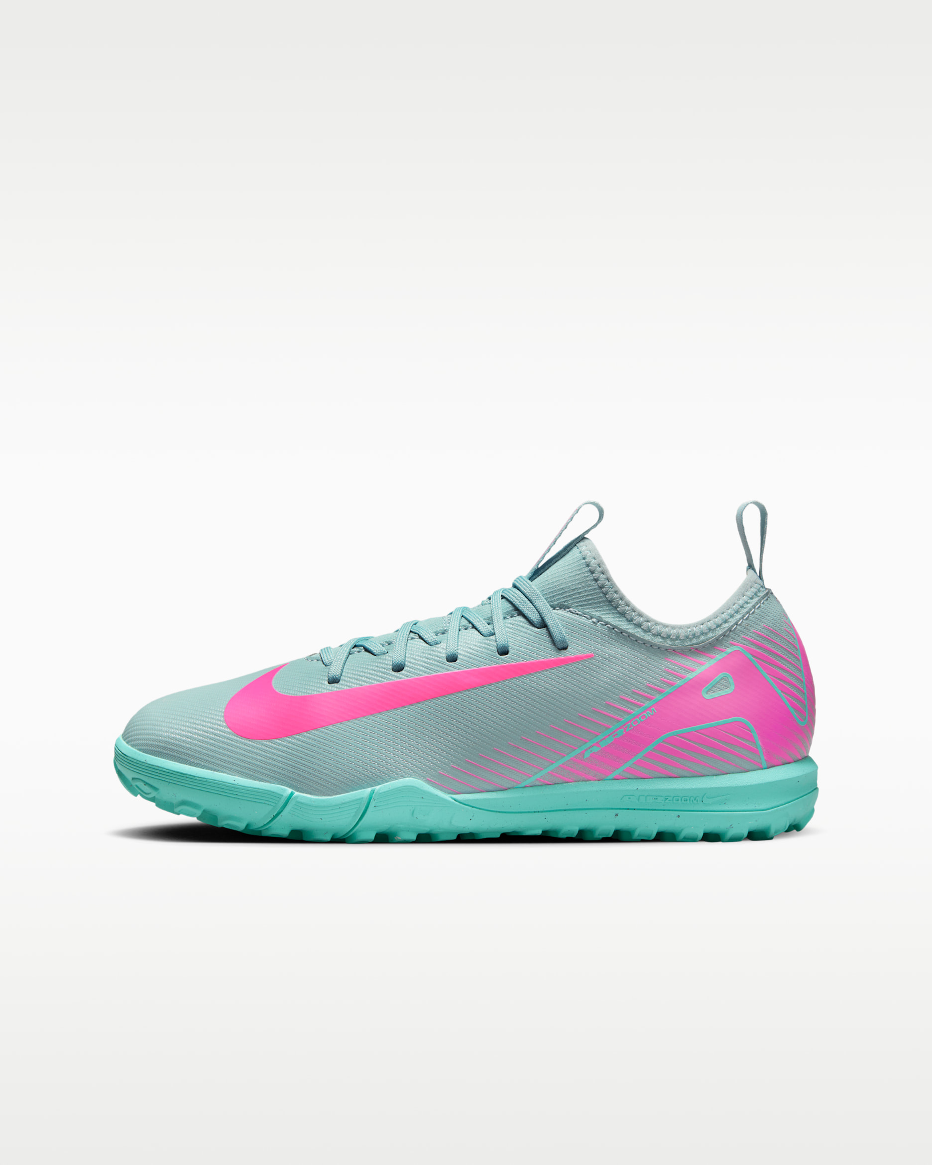 Nike Jr. Mercurial Vapor 16 Academy Little/Big Kids' Turf Low-Top Soccer Shoes - Ocean Cube/Pink Blast