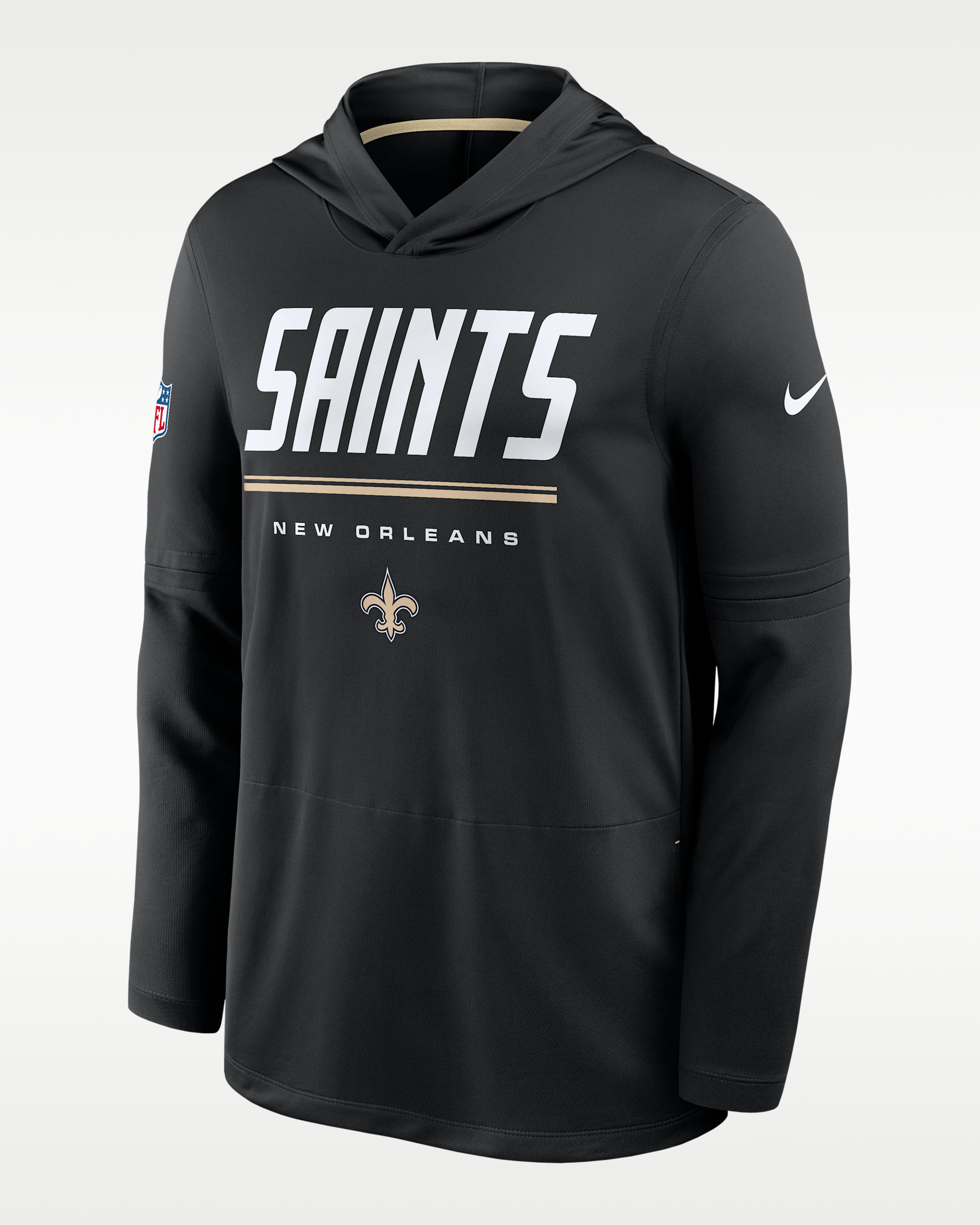 New Orleans Saints Sideline Men's Nike Dri-FIT NFL Long-Sleeve Hooded Top - Black