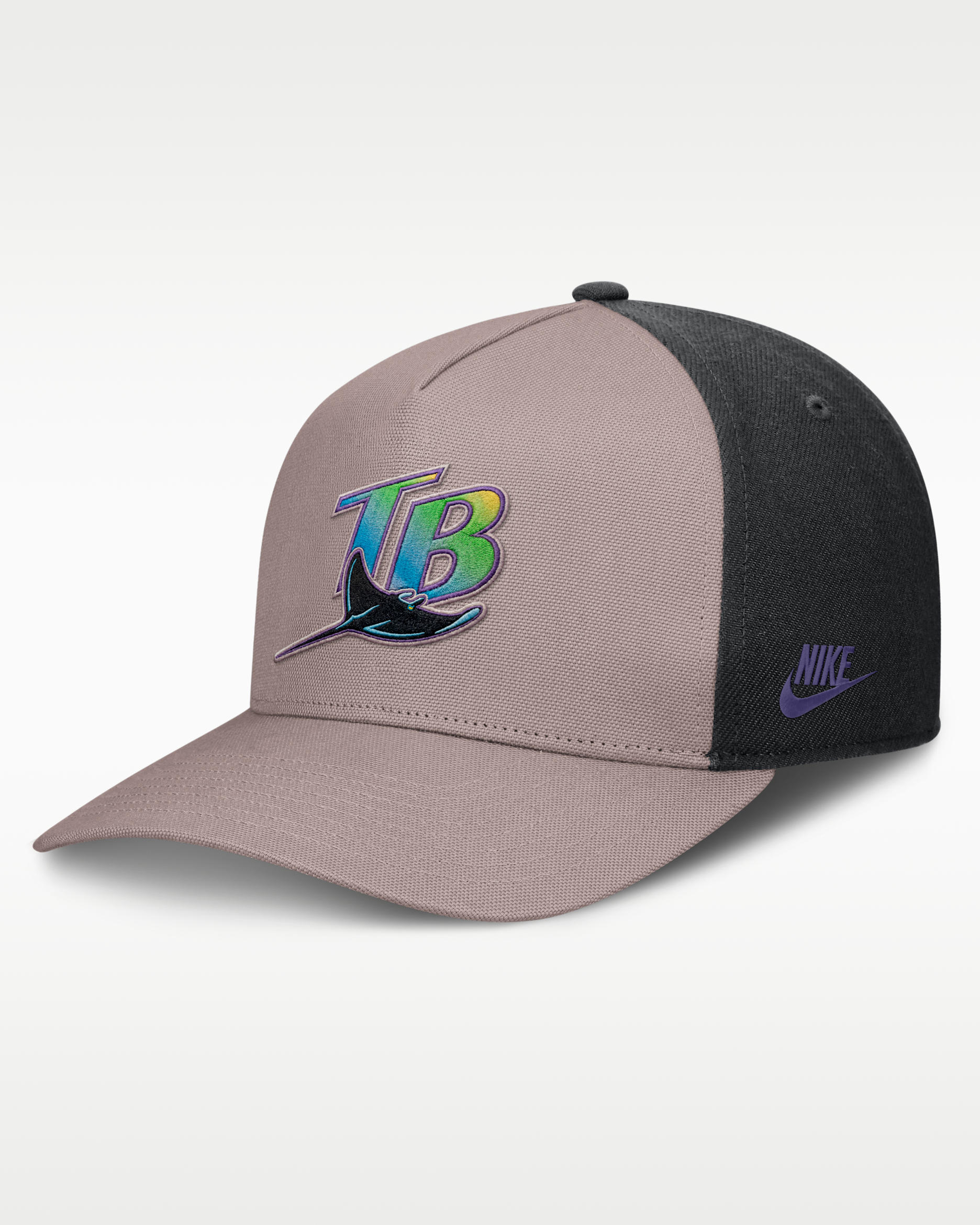 Gorra Nike de la MLB ajustable con estructura A-Frame para hombre Tampa Bay Rays Cooperstown Rise - Café claro leyenda/Negro