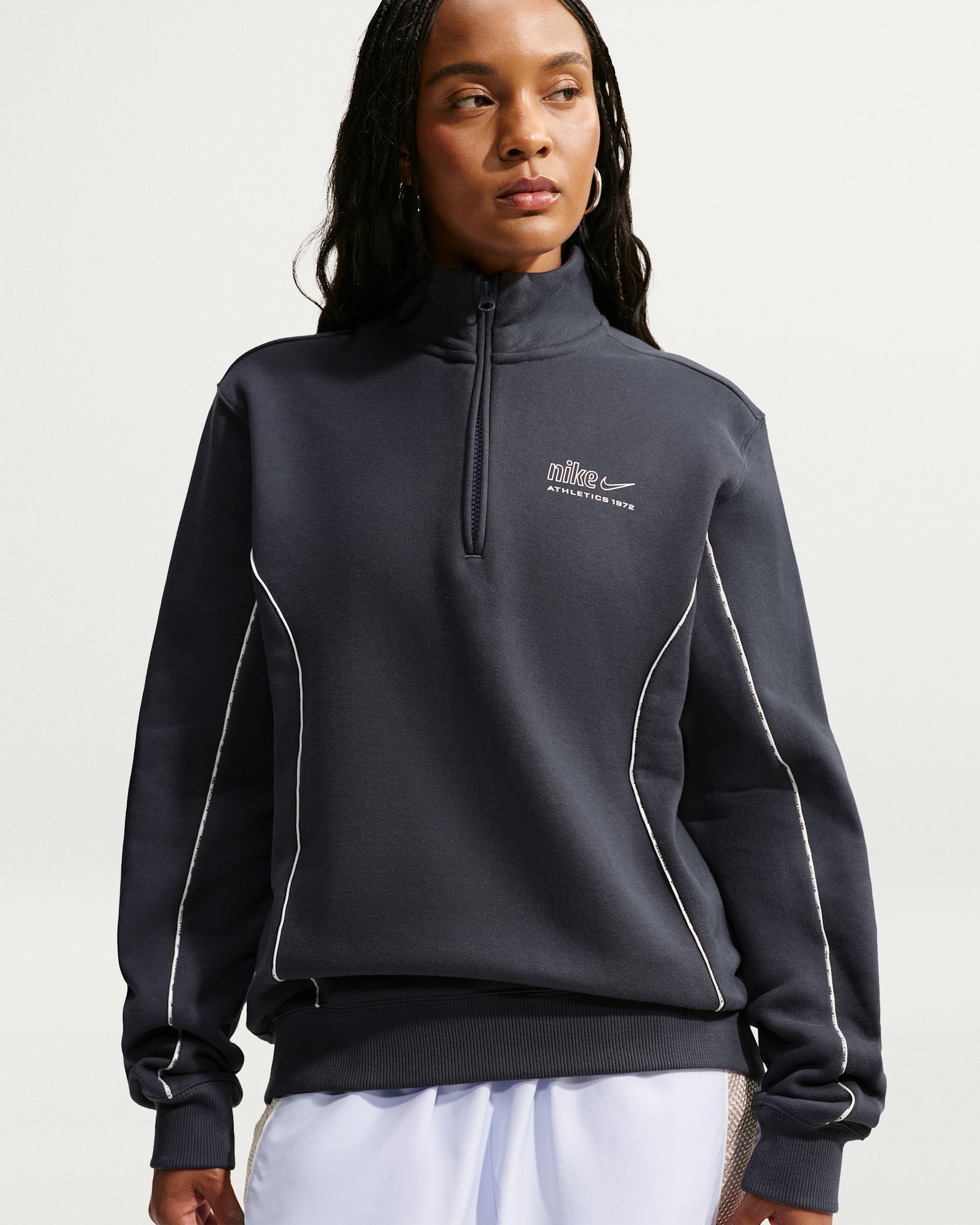 Nike Studio Fleece Medium Weight Women's 1/4-Zip Top - Gridiron/Purple Pulse/Sail