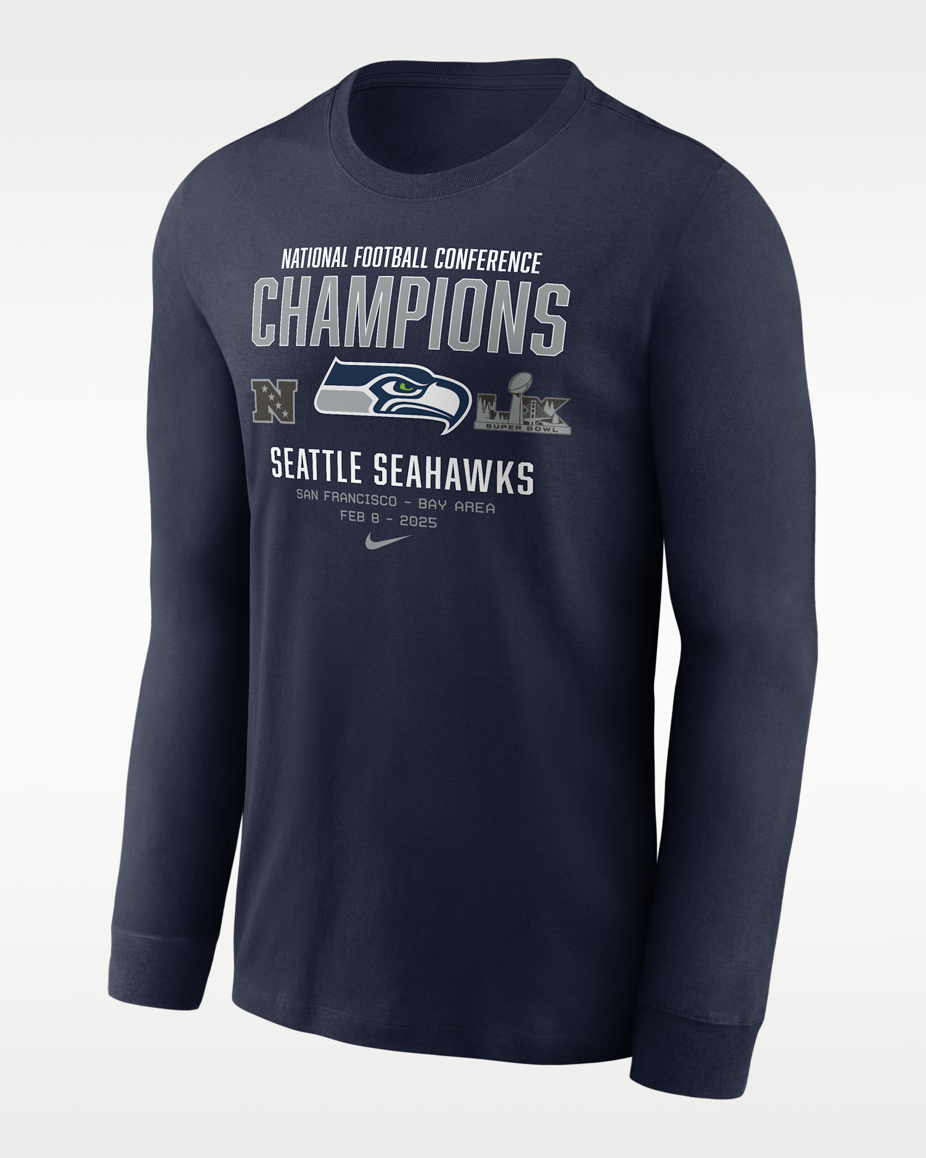 Seattle Seahawks 2026 NFC Champions Team Nation Men's Nike NFL Long-Sleeve T-Shirt - Navy