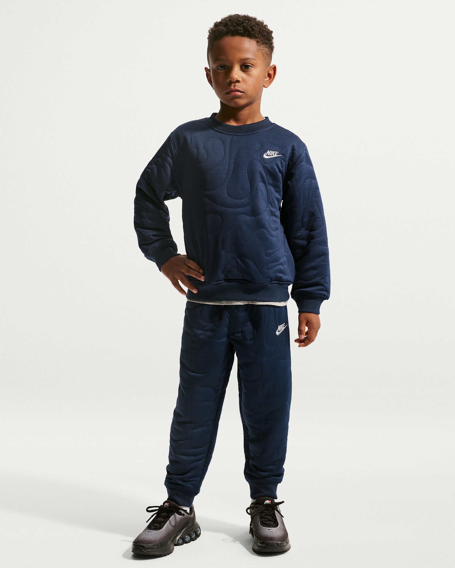 Nike Sportswear Little Kids' Frost Futura 2-Piece Crew Set - Midnight Navy