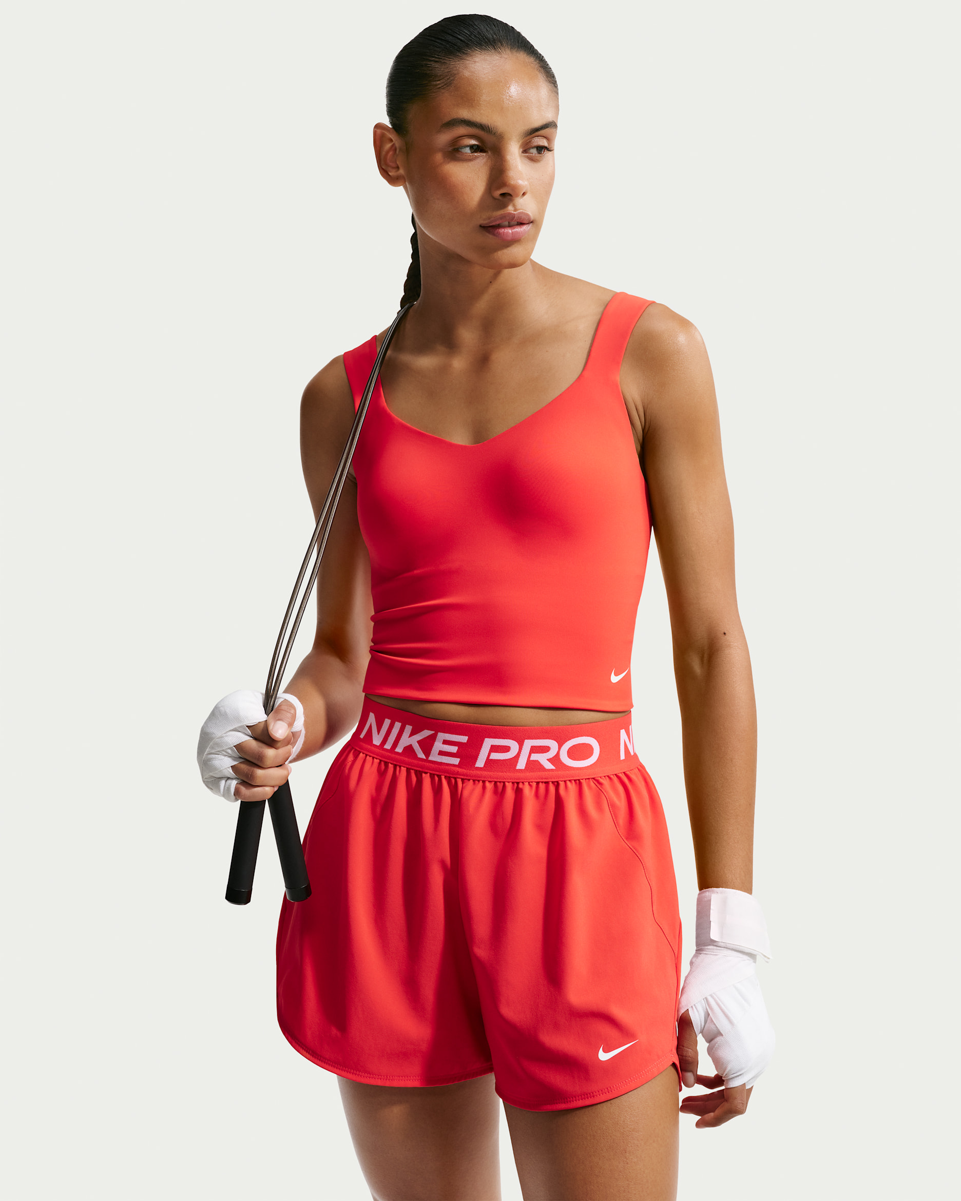 Nike Pro Sculpt Women's Medium-Support Padded Sports Bra Tank - Light Crimson/White