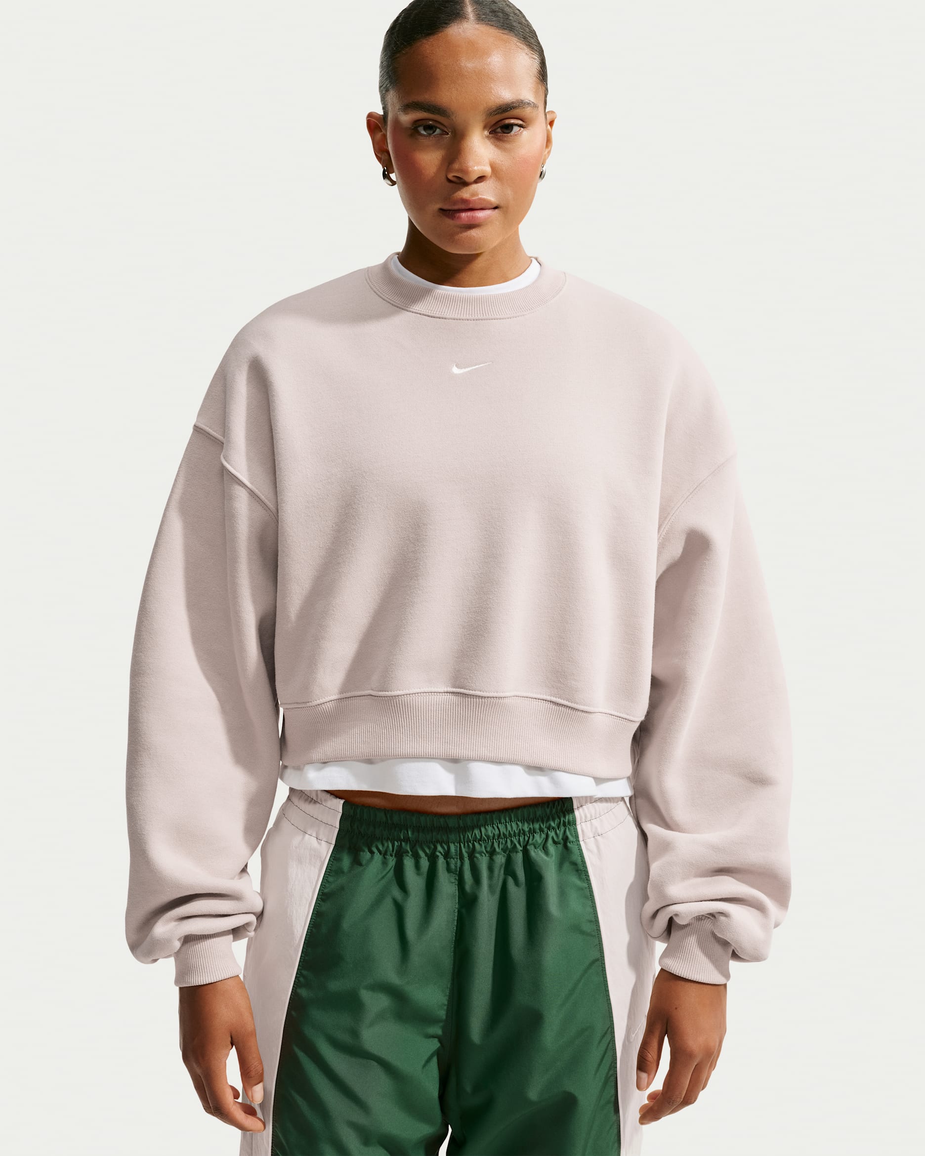 Nike Studio Fleece Medium Weight Women's Oversized Cropped Crew - Cream II/Sail