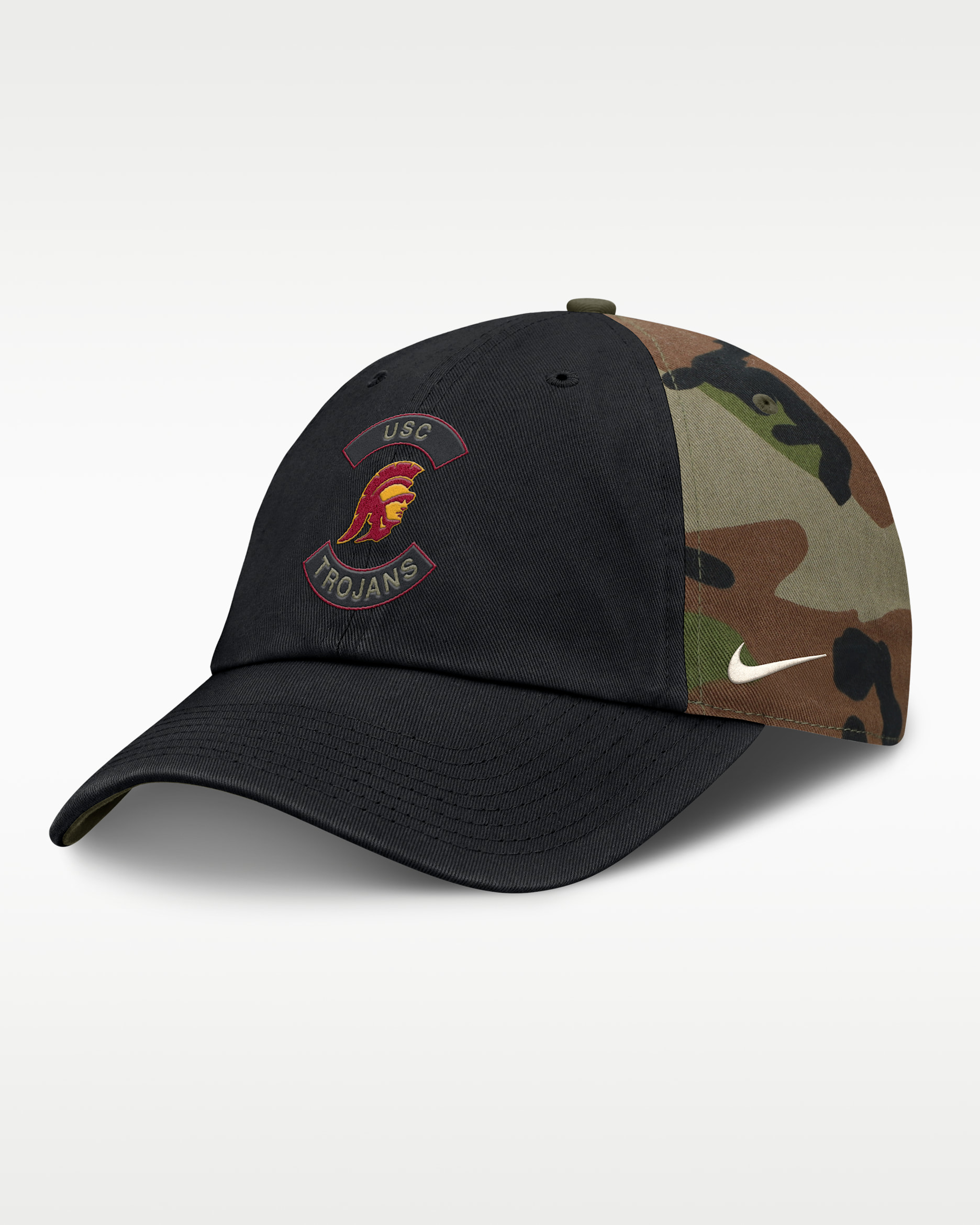 Gorra universitaria ajustable Nike para hombre USC 2025 Military Appreciation Club - Verde camuflaje