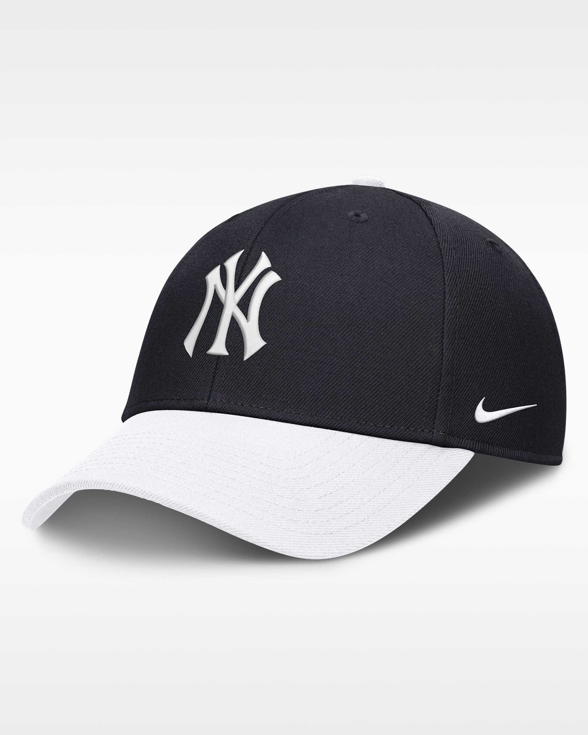 Gorra con broche a presión Nike de la MLB Evergreen para hombre New York Yankees - Azul campo de juego/Blanco