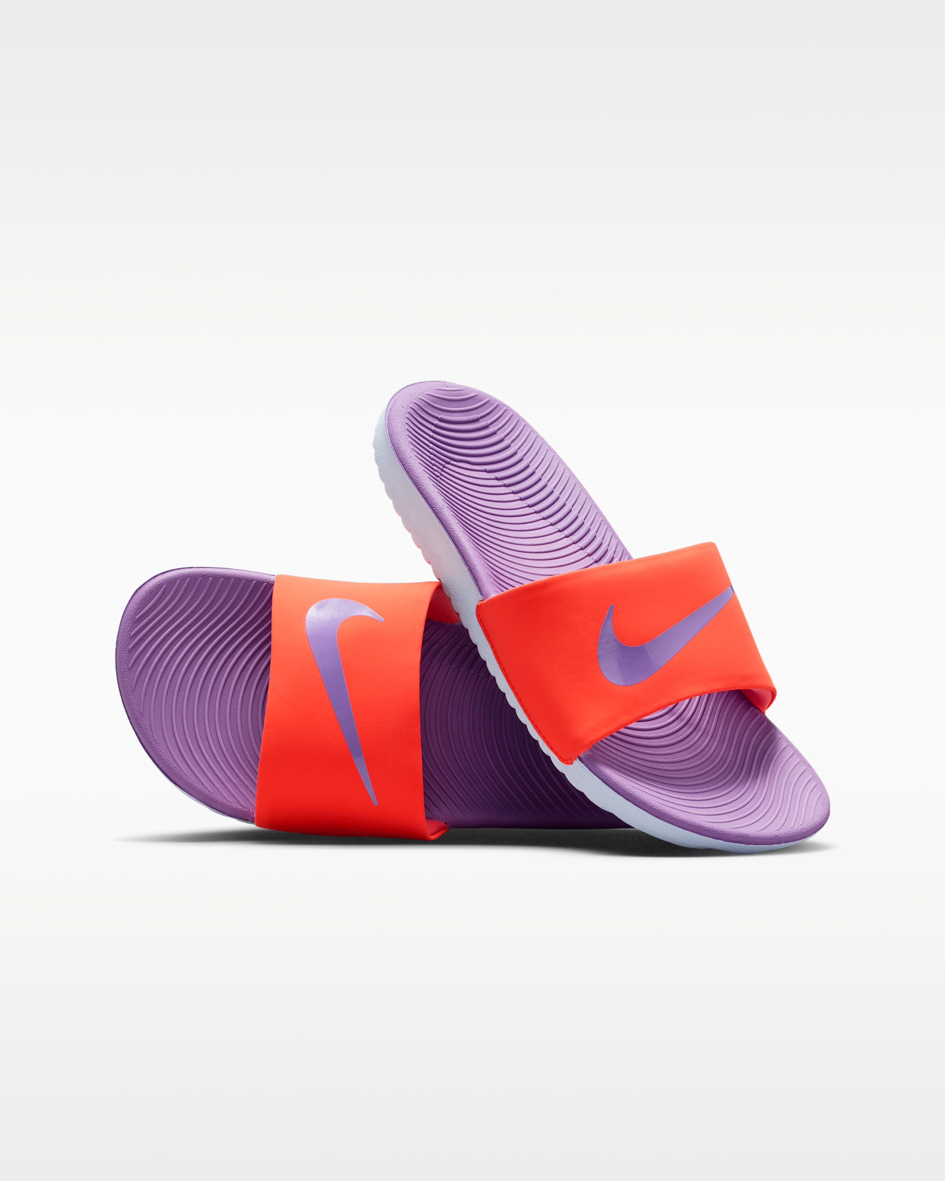 Nike Kawa 小/大童拖鞋 - Turf Orange/Blue Tint/Bright Violet