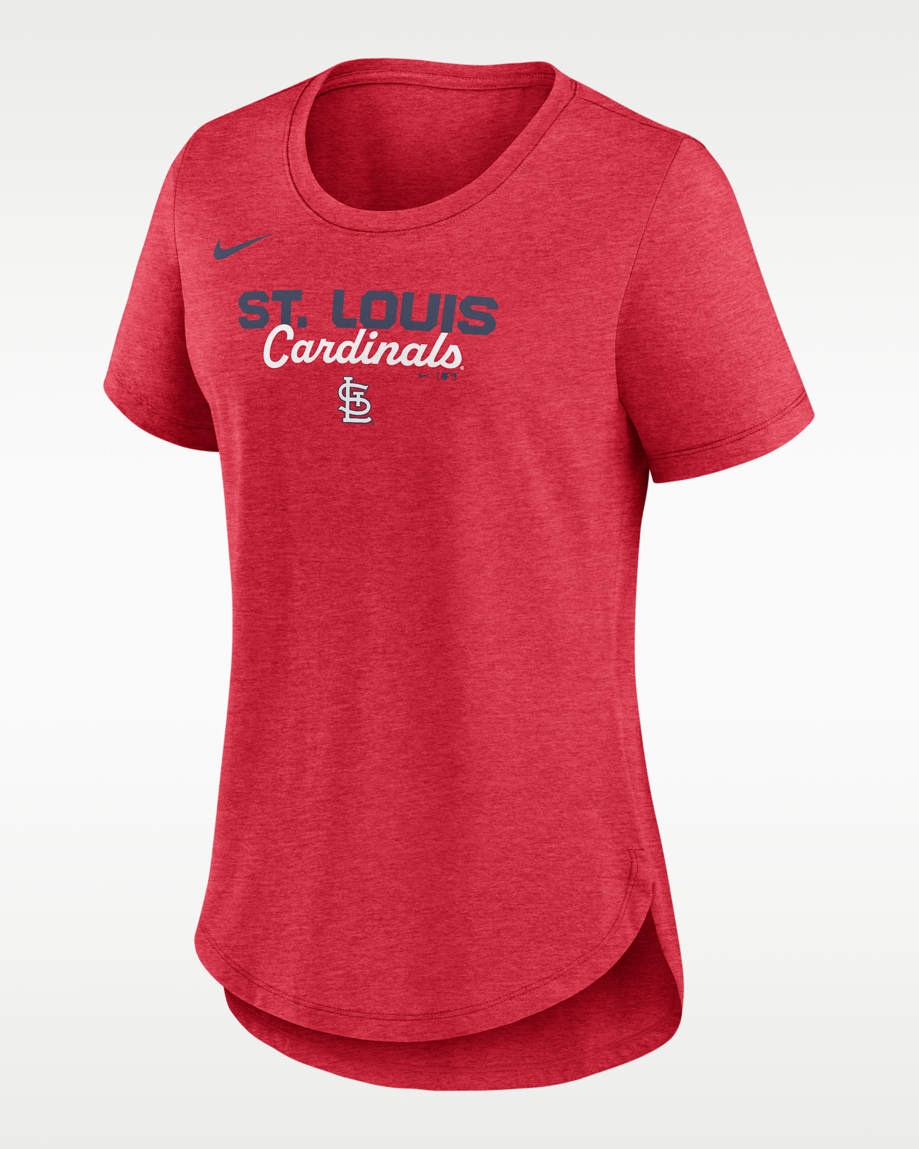 St. Louis Cardinals Arched Team Name Women's Nike MLB T-Shirt - Red Heather