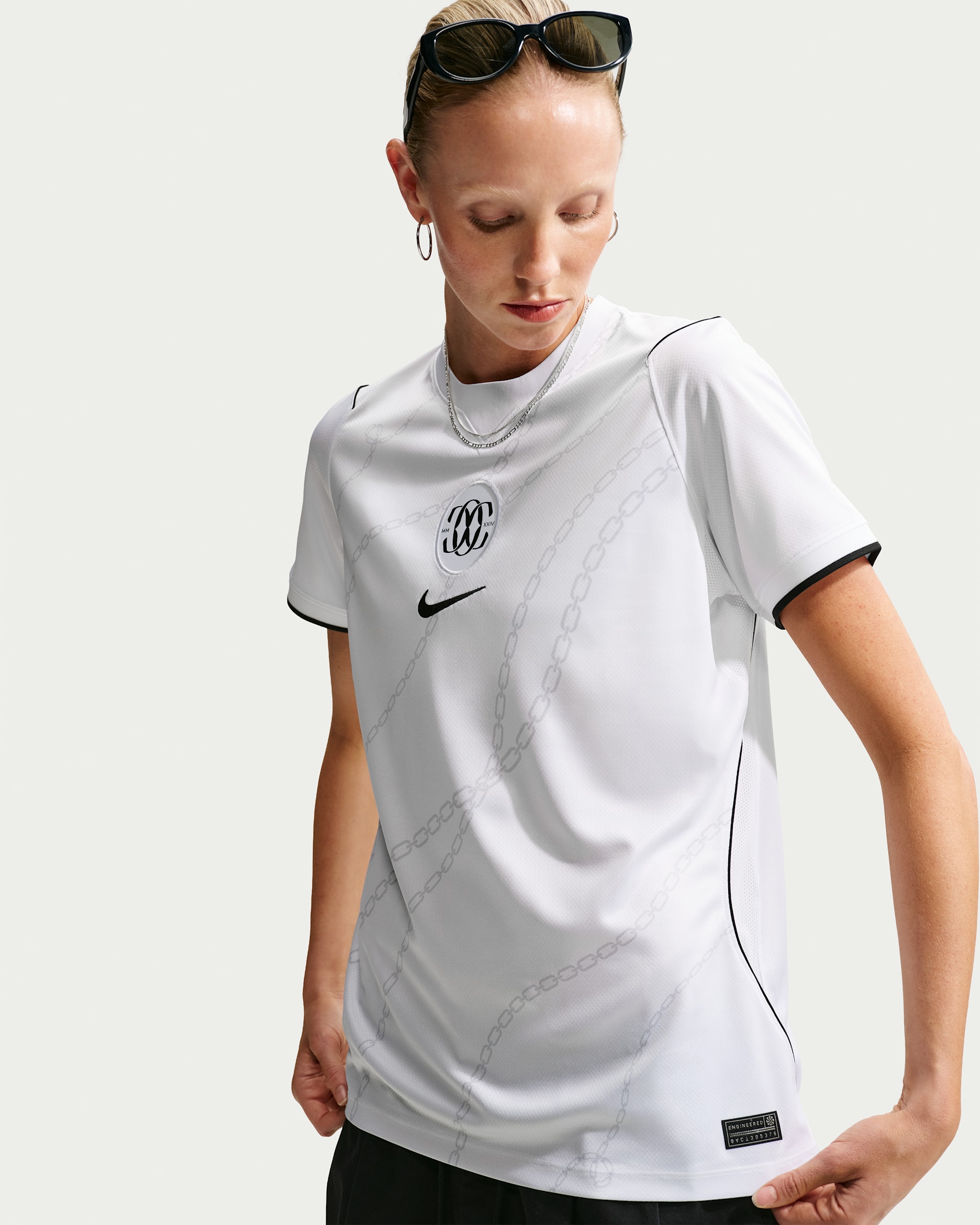 Como Women Nike Dri-FIT Football Shirt Stadium Home - White/Black/Black