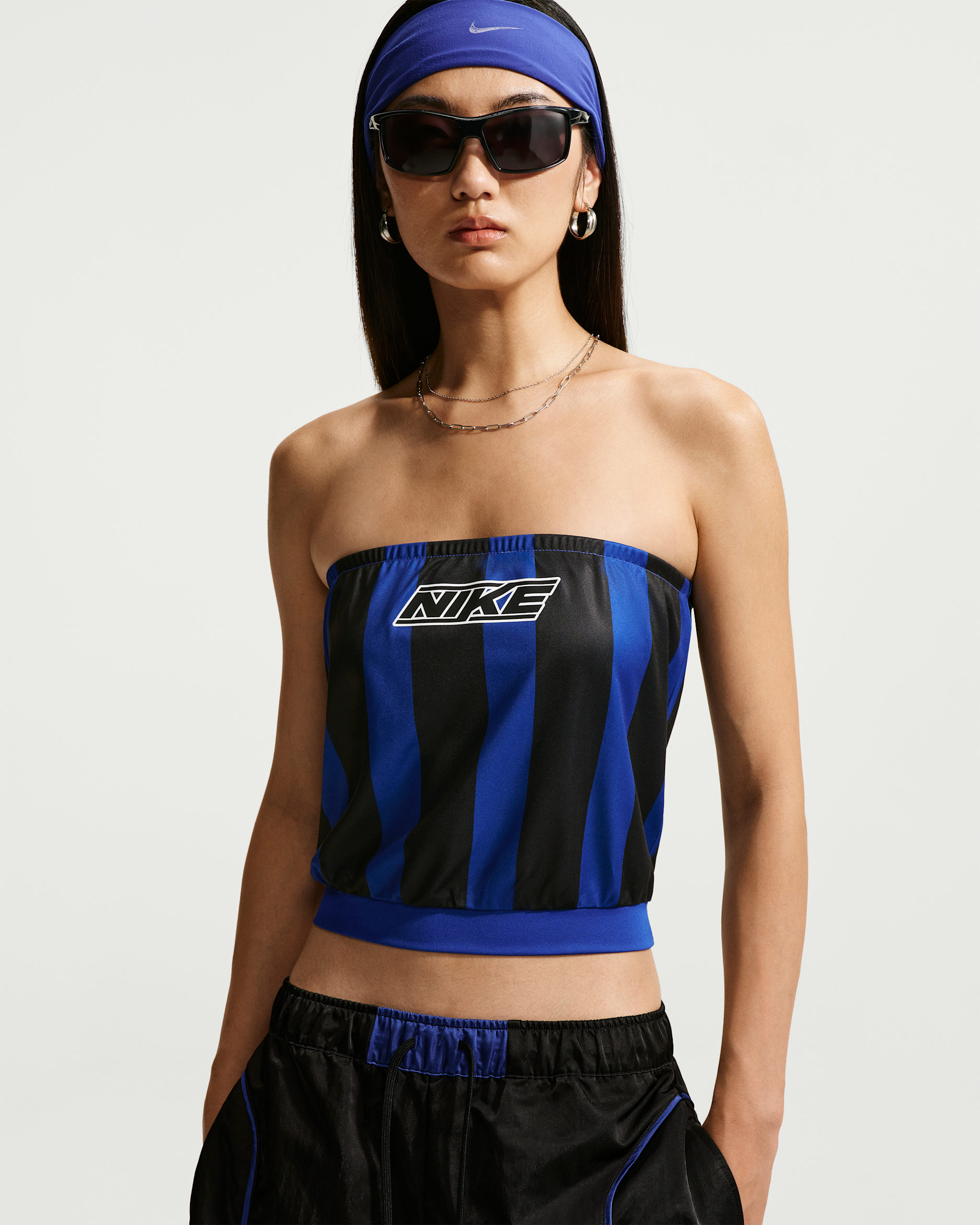 Nike Sportswear Women's Slim Striped Jersey Tube Top - Old Royal/Black/White