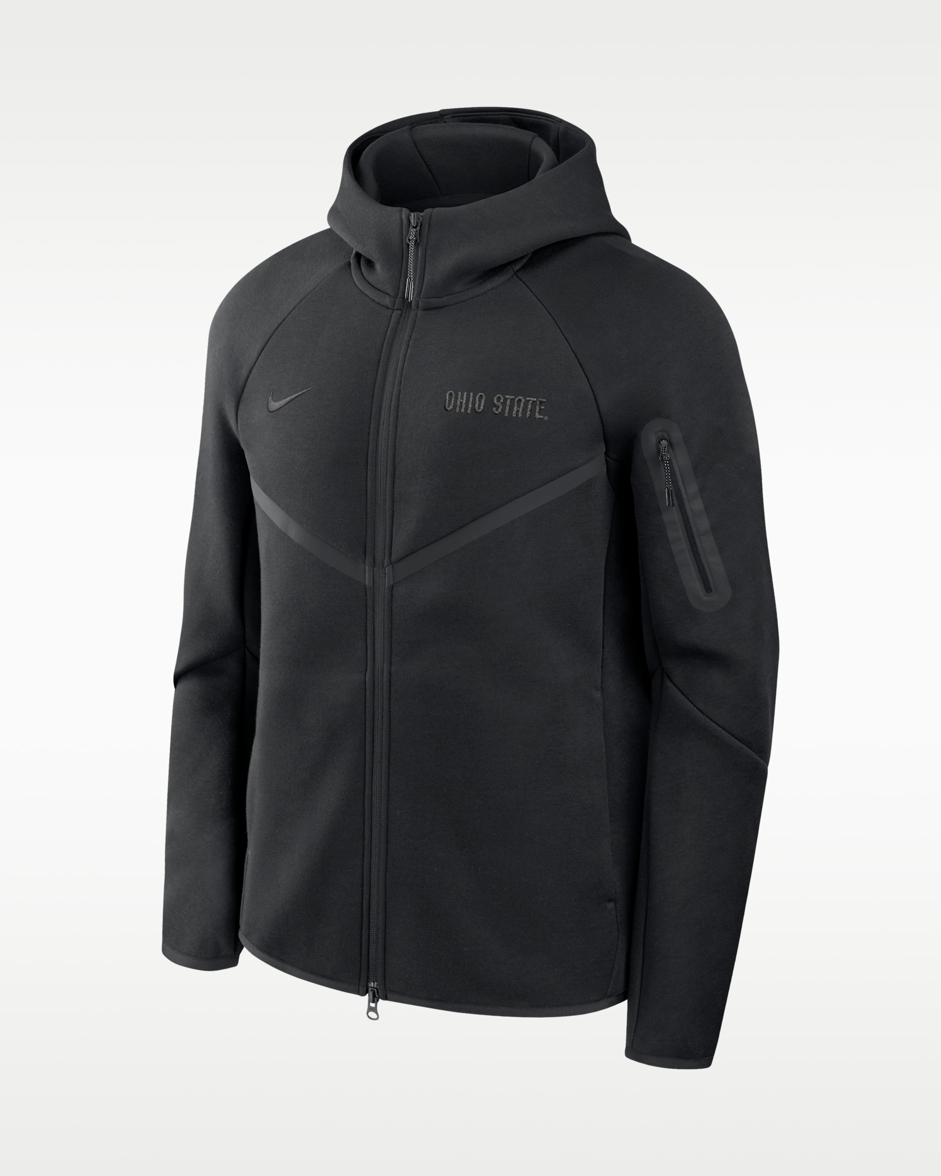 Chamarra universitaria Nike con gorro de cierre completo para hombre Ohio State Tech Fleece - Negro