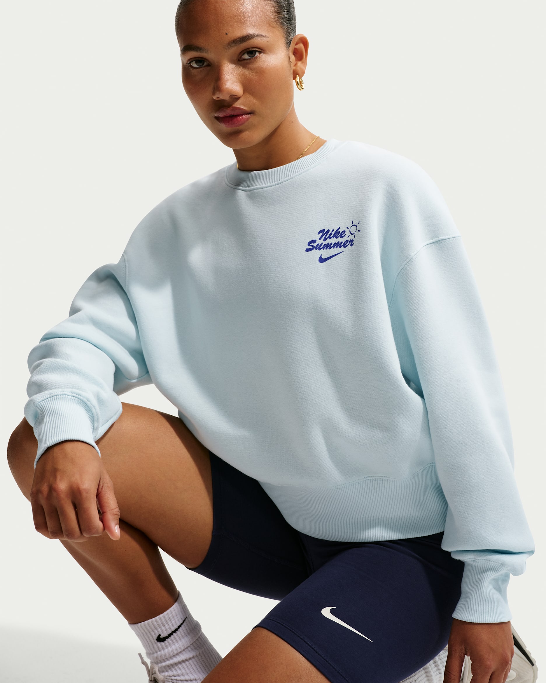 Nike Sportswear Phoenix Fleece oversized sweatshirt met ronde hals voor dames - Glacier Blue