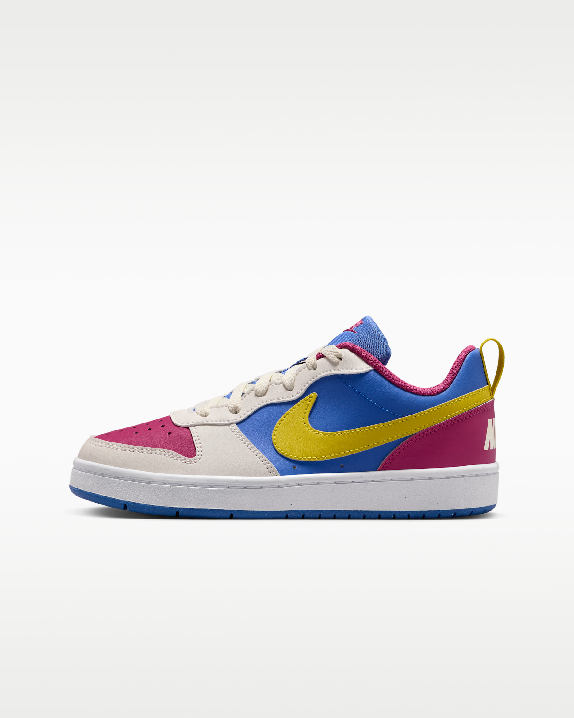 Nike Court Borough Low Recraft Big Kids' Shoes - Sweet Beet/Soft Pearl/Comet Blue/Bright Citron