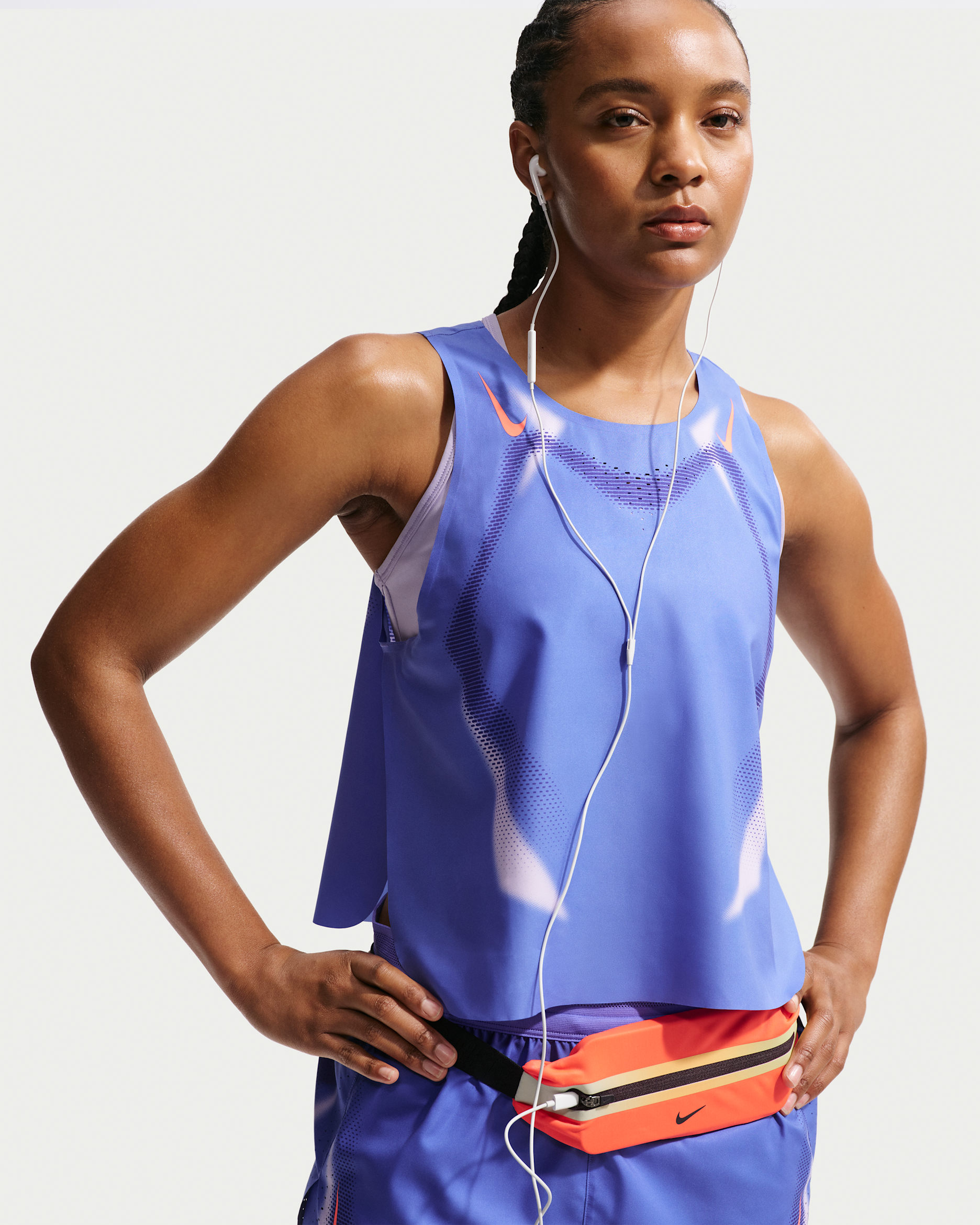 Nike AeroSwift Women's Dri-FIT ADV Cropped Running Tank Top - Sapphire/Hot Lava/Hot Lava