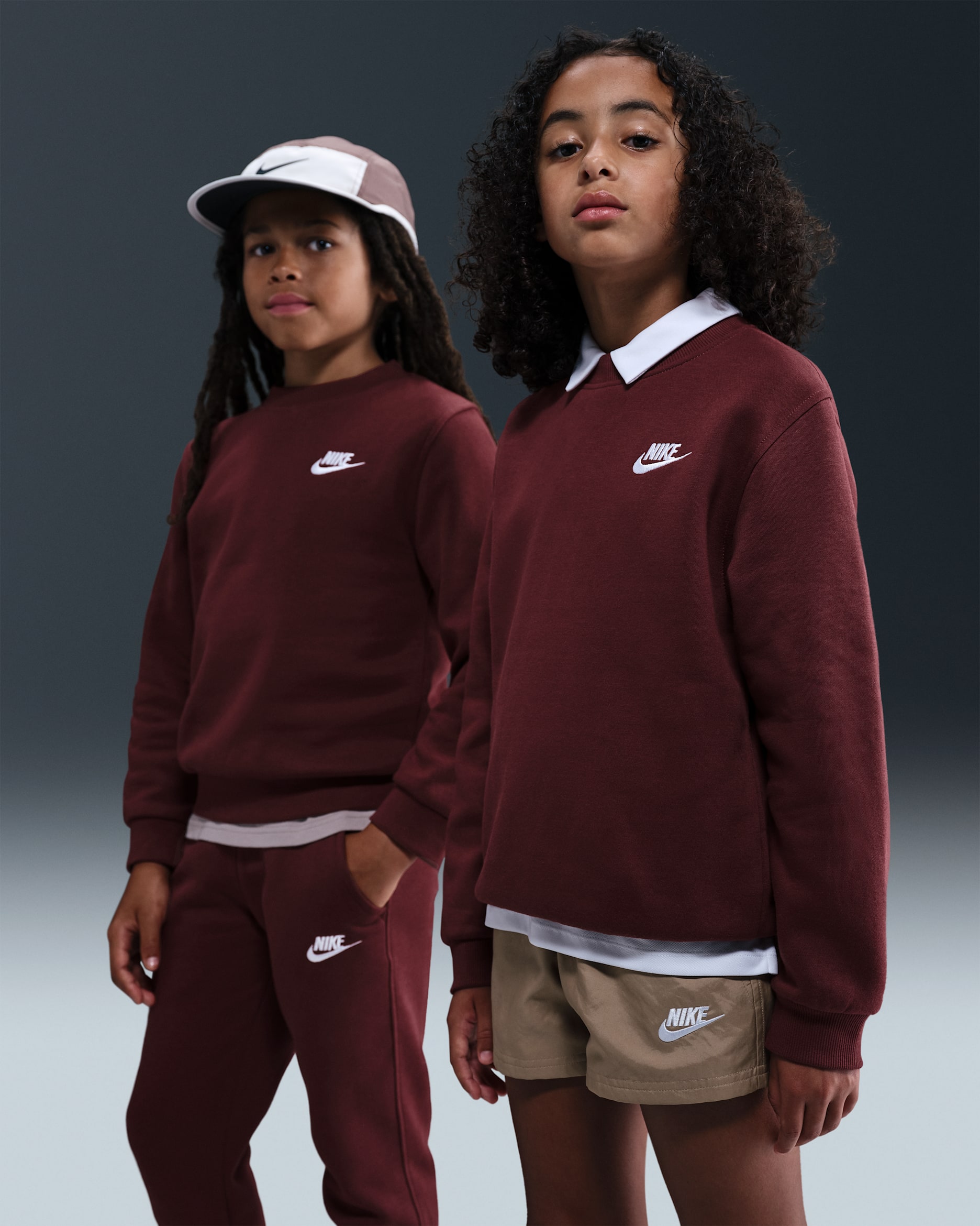 Nike Sportswear Club Fleece Big Kids' Sweatshirt - Dark Team Red/White