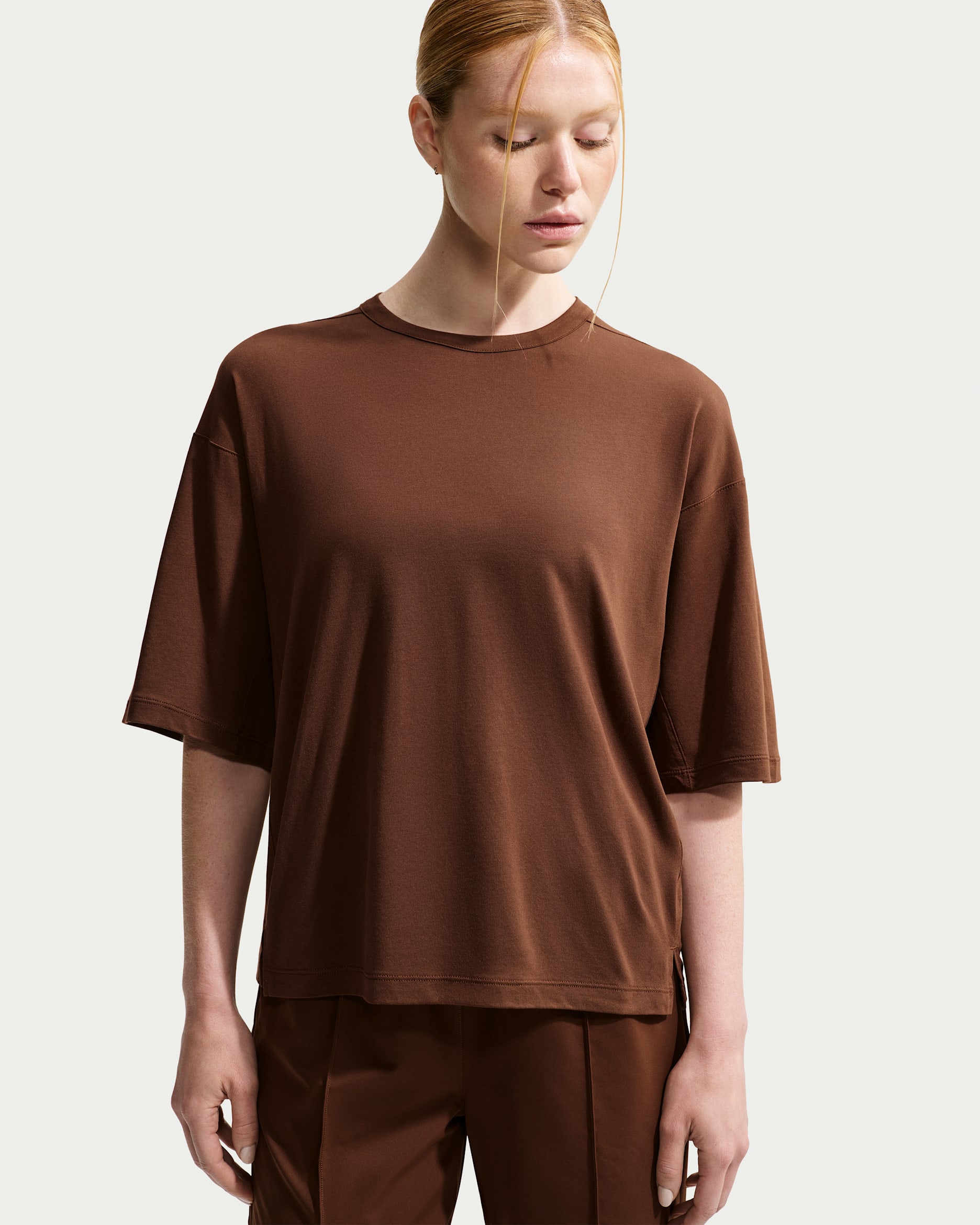 Nike 24.7 ImpossiblySoft Light Women's Dri-FIT Short-Sleeve T-Shirt - Cacao Wow/Mosswood Brown