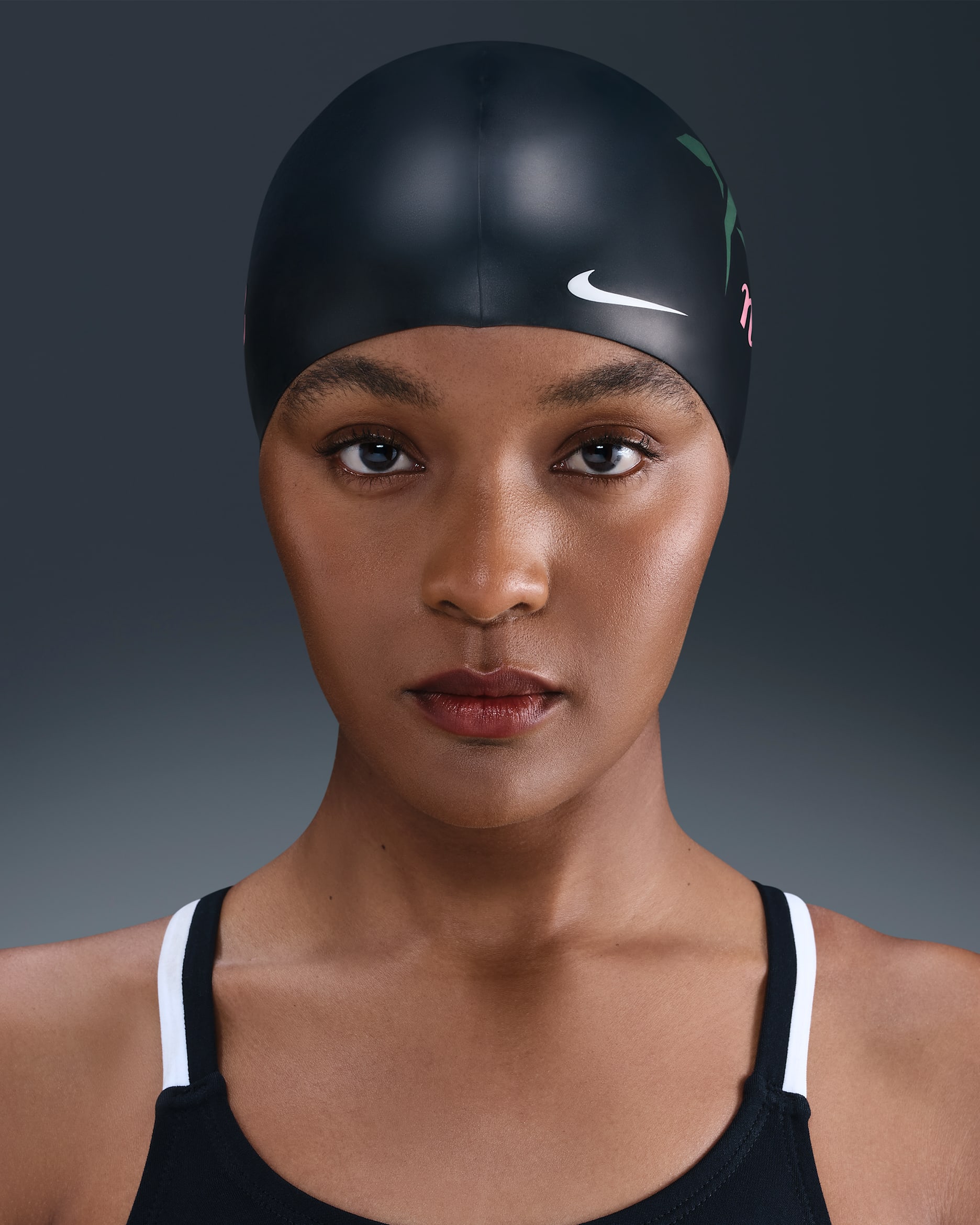 Nike Swim Silicone Cap - Black/White/Pink Glow/White