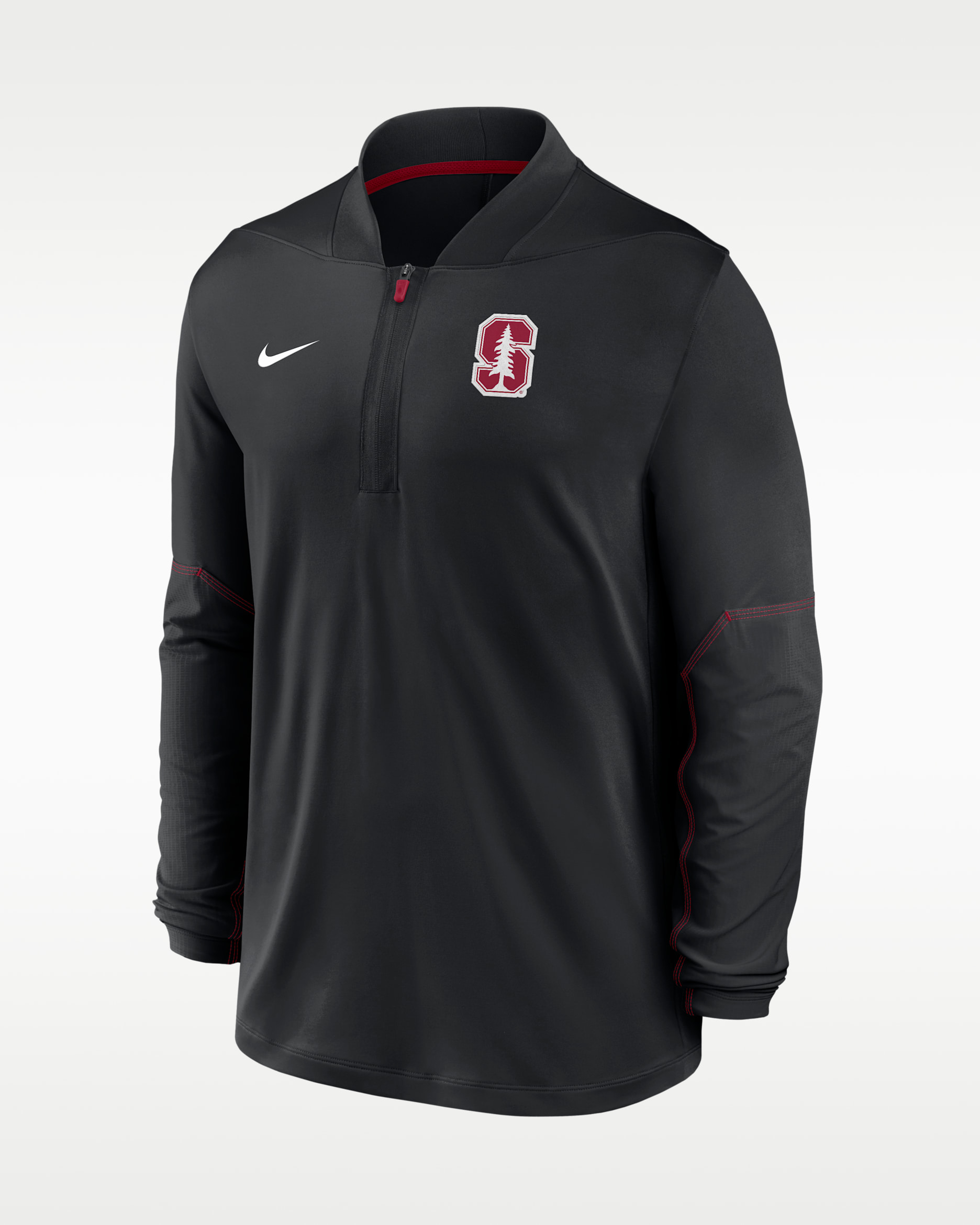Playera universitaria Nike Dri-FIT de medio cierre para hombre Stanford Sideline - Negro/Carmesí team
