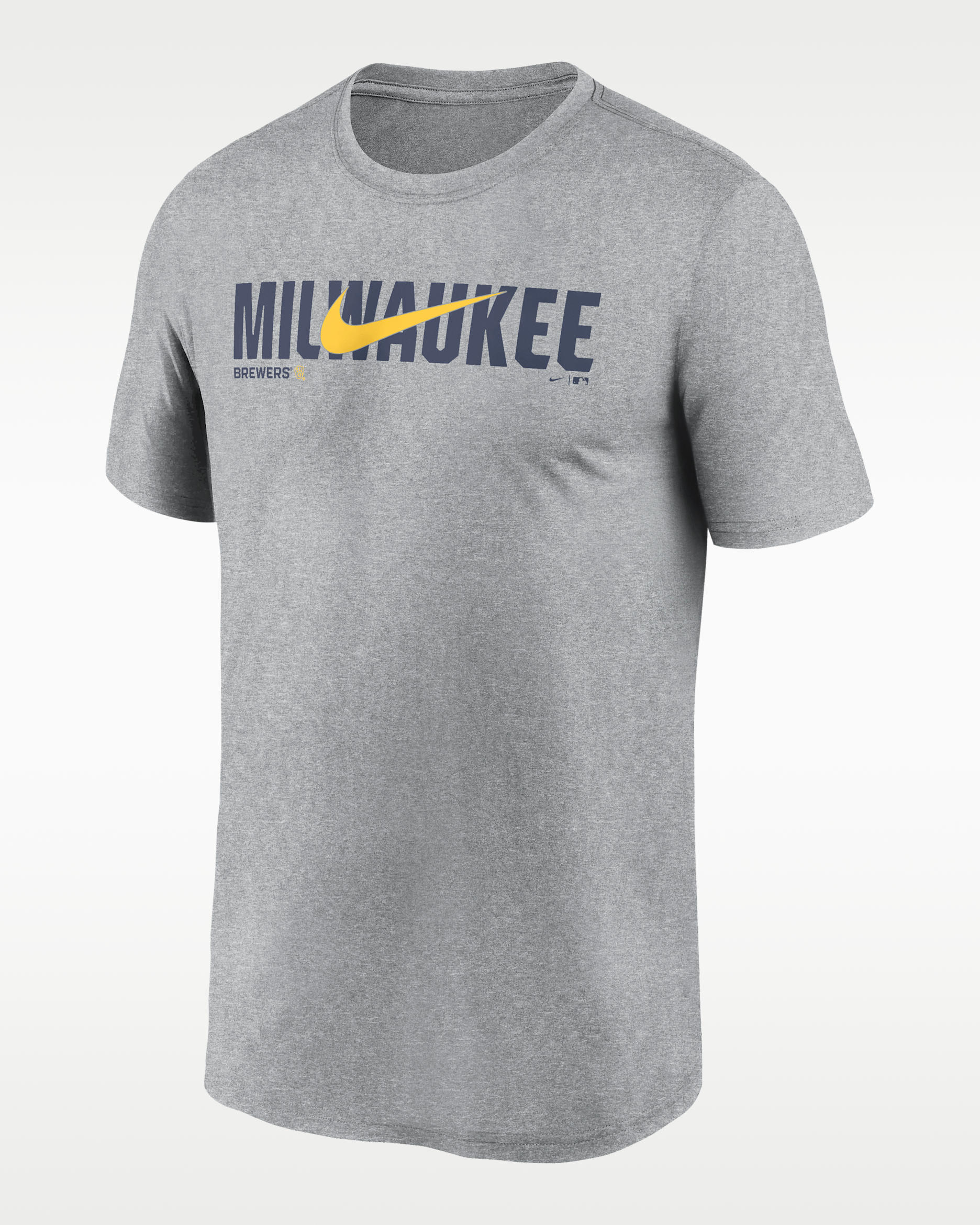 Milwaukee Brewers Swoosh Legend Men's Nike Dri-FIT MLB T-Shirt - Grey Heather