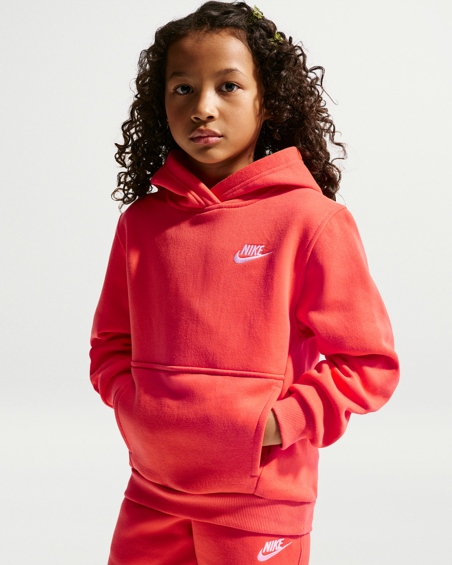 Sudadera con gorro sin cierre para niños talla grande Nike Sportswear Club Fleece - Naranja césped/Blanco