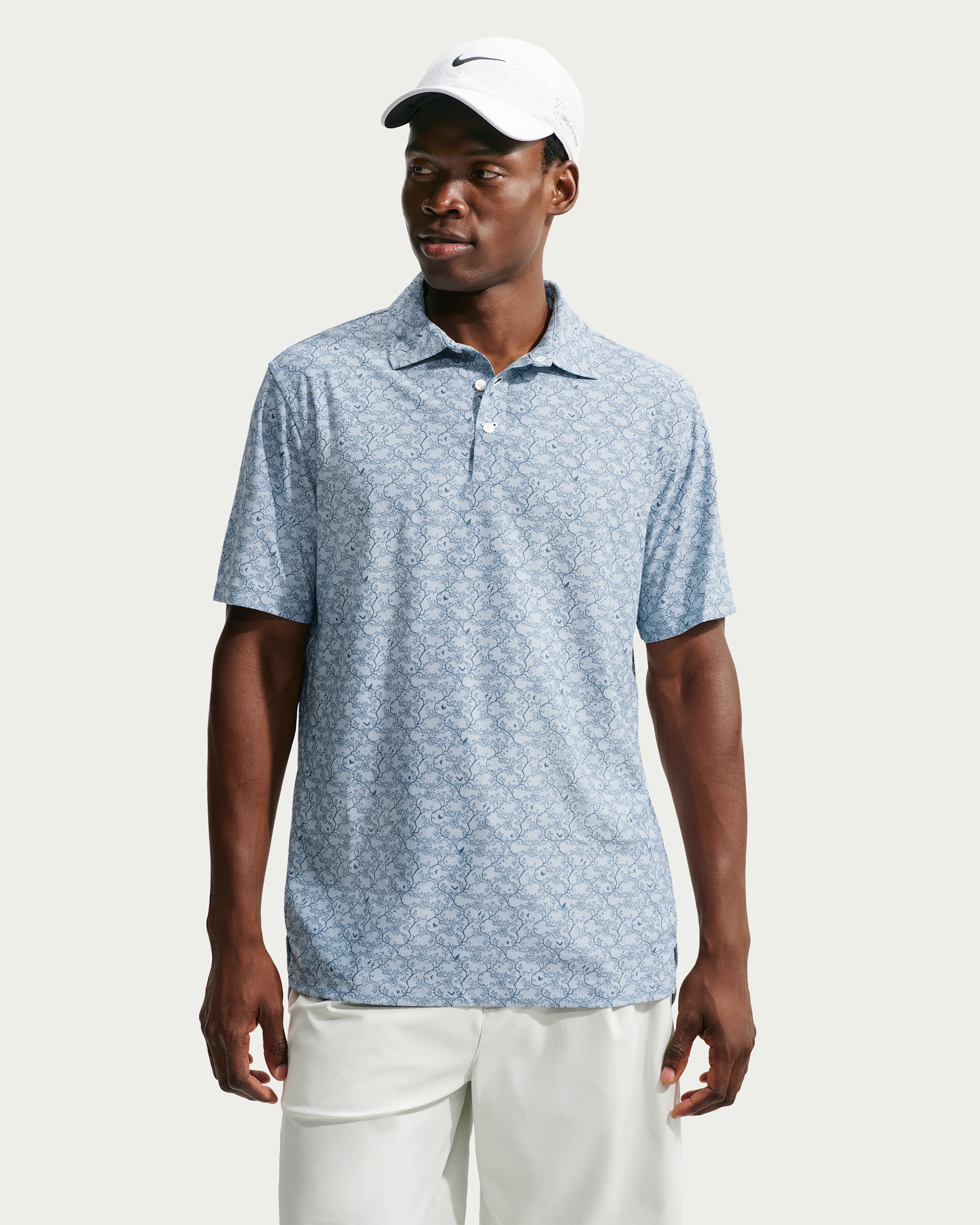 Polo de golf Nike Tailored Performance Microprint pour homme - Light Armory Blue/Light Armory Blue