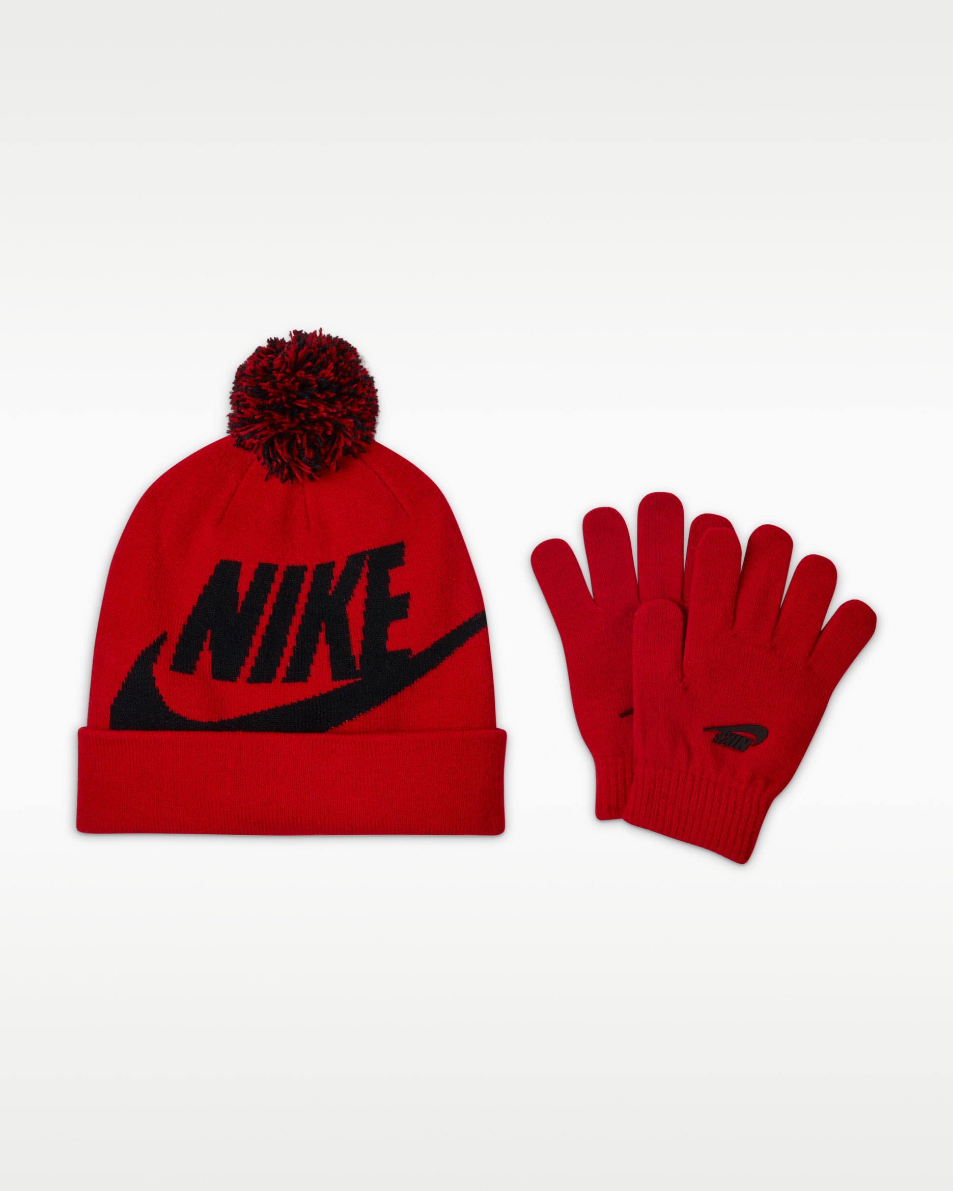 Nike Big Kids' Beanie and Gloves Box Set - University Red