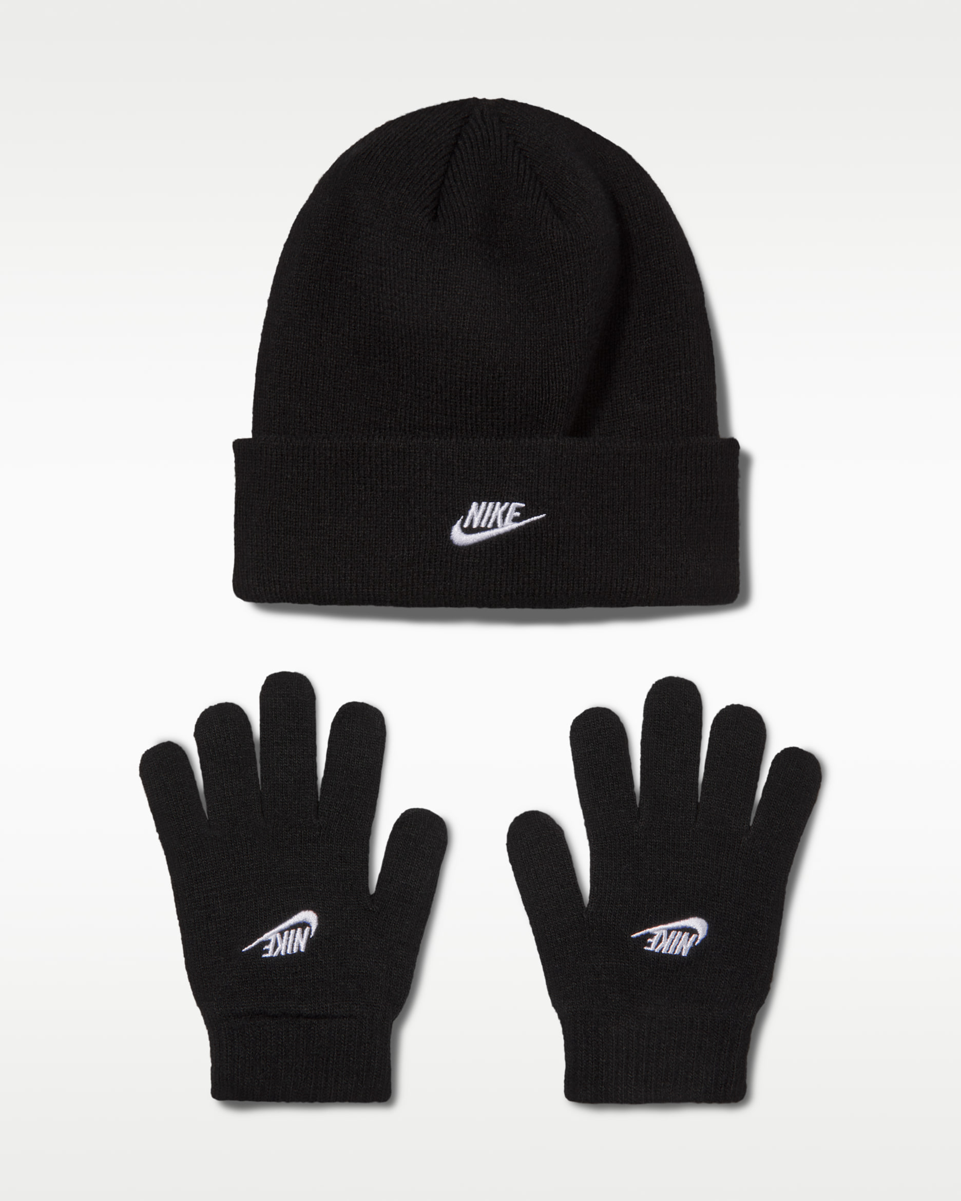 Conjunto de gorro y guantes Club para niños talla grande Nike - Negro