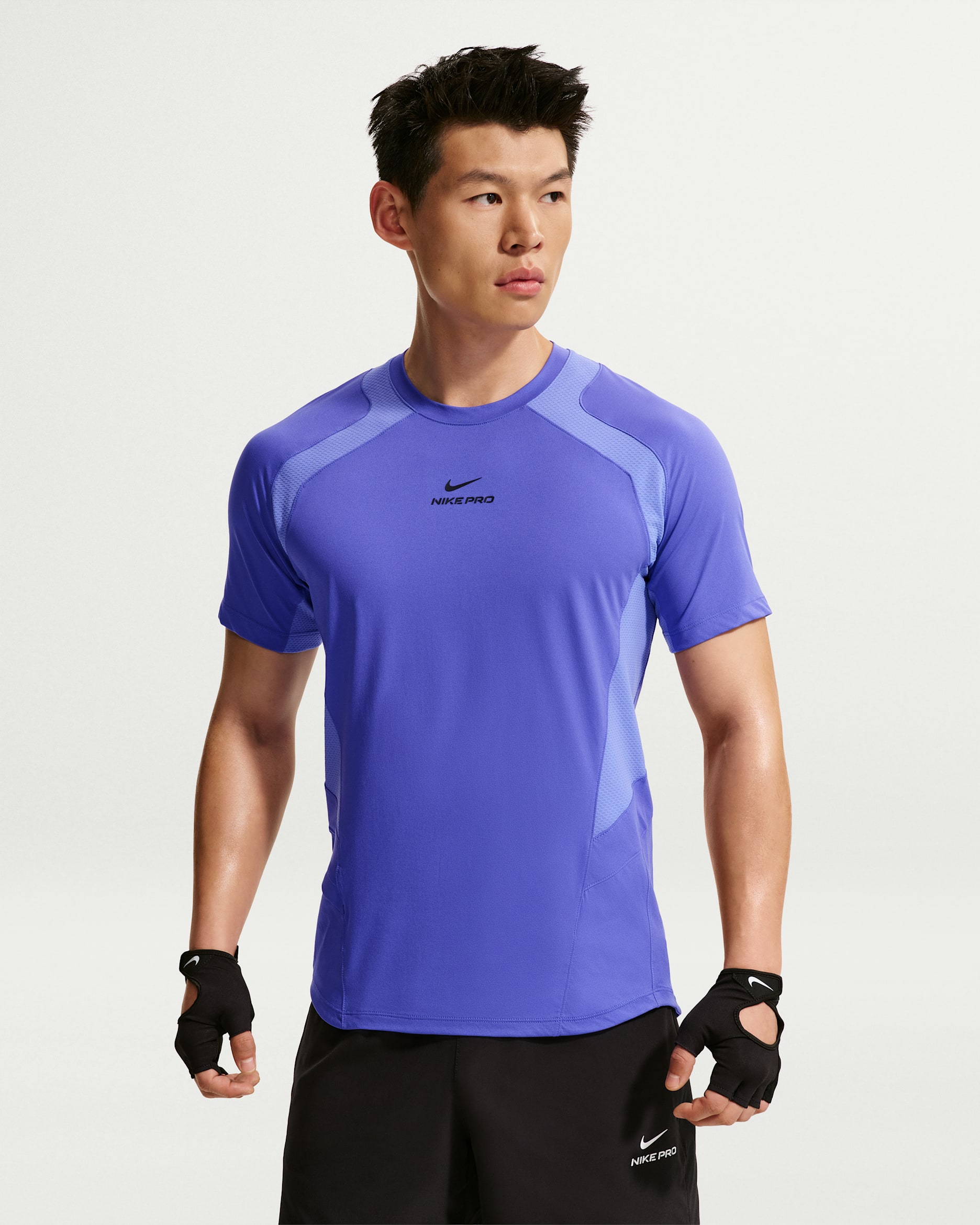 Pánské tričko Dri-FIT ADV Nike Pro Training s krátkým rukávem - Persian Violet/Sapphire/Černá
